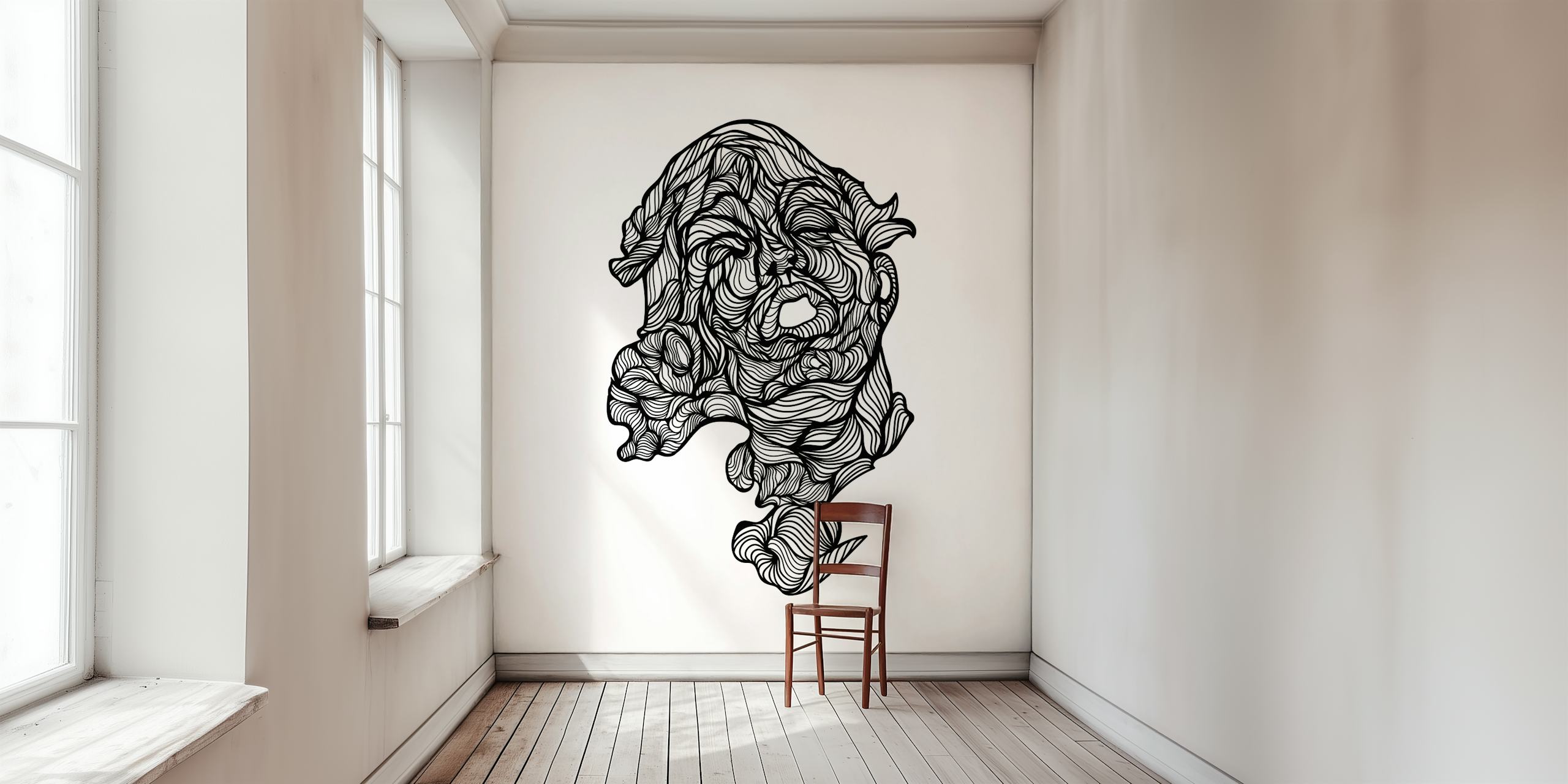 Wordless Voices behang in een stijlvolle kamer
