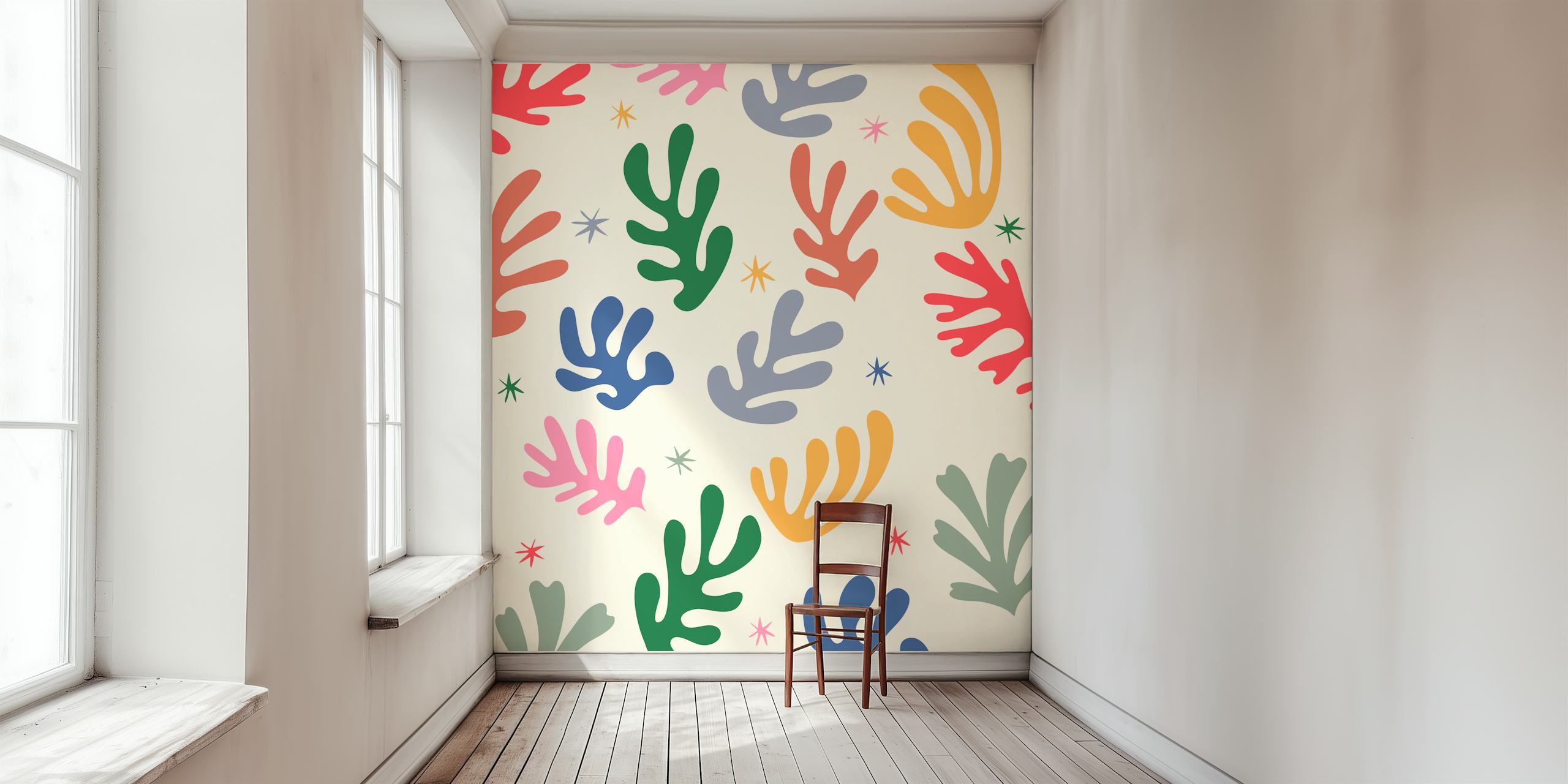Seaweed Henry Matisse Inspired wallpaper in a room