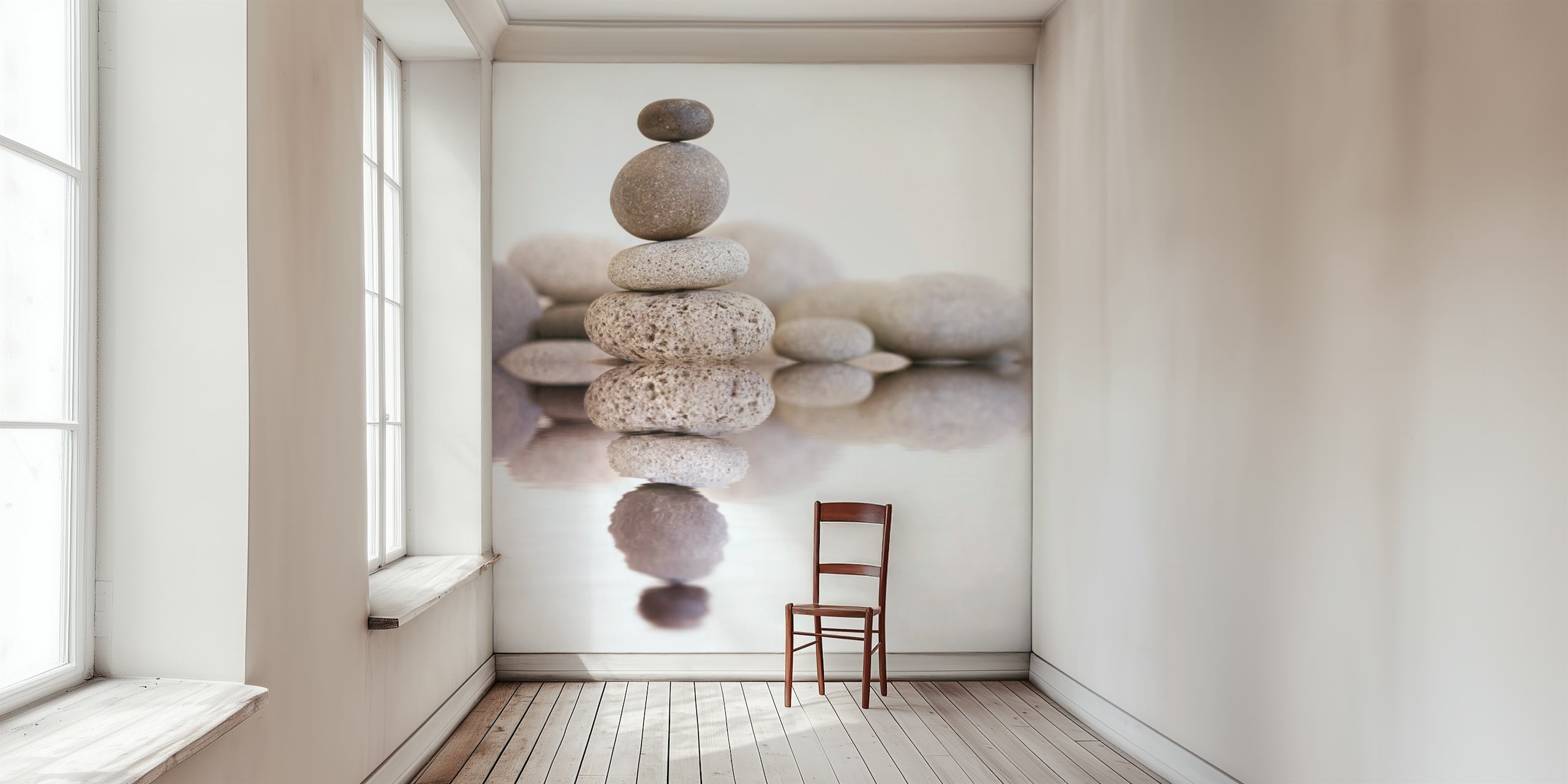 Stone cairn wallpaper in a room setting