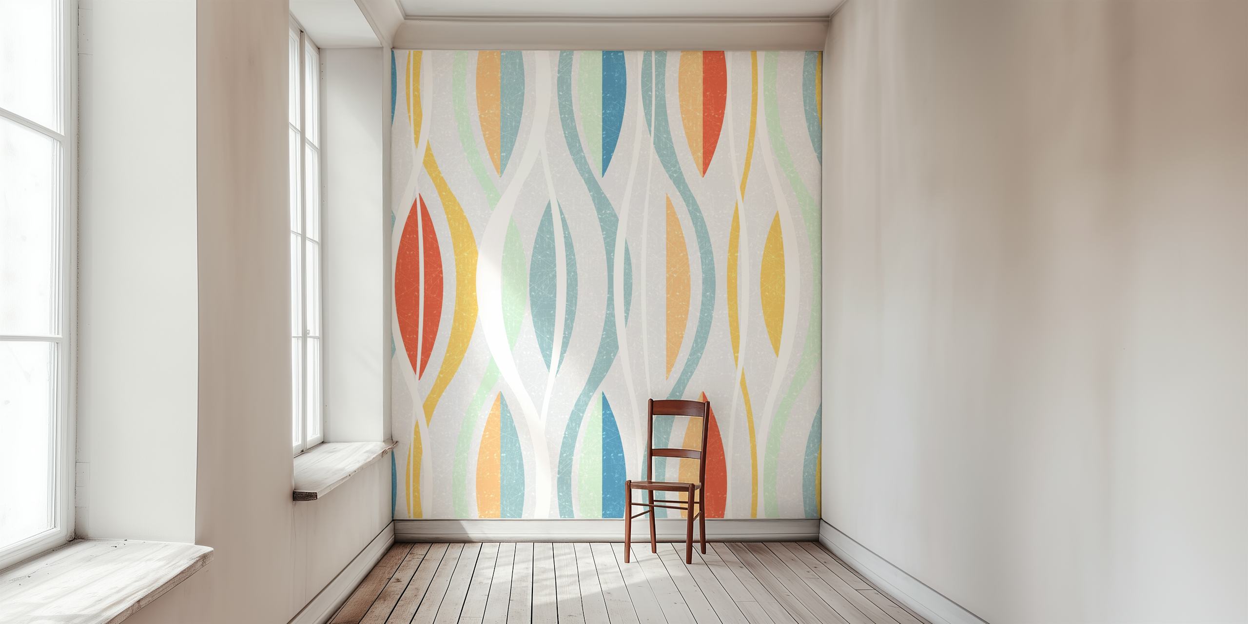 Colorful wavy pattern in pastel shades wallpaper