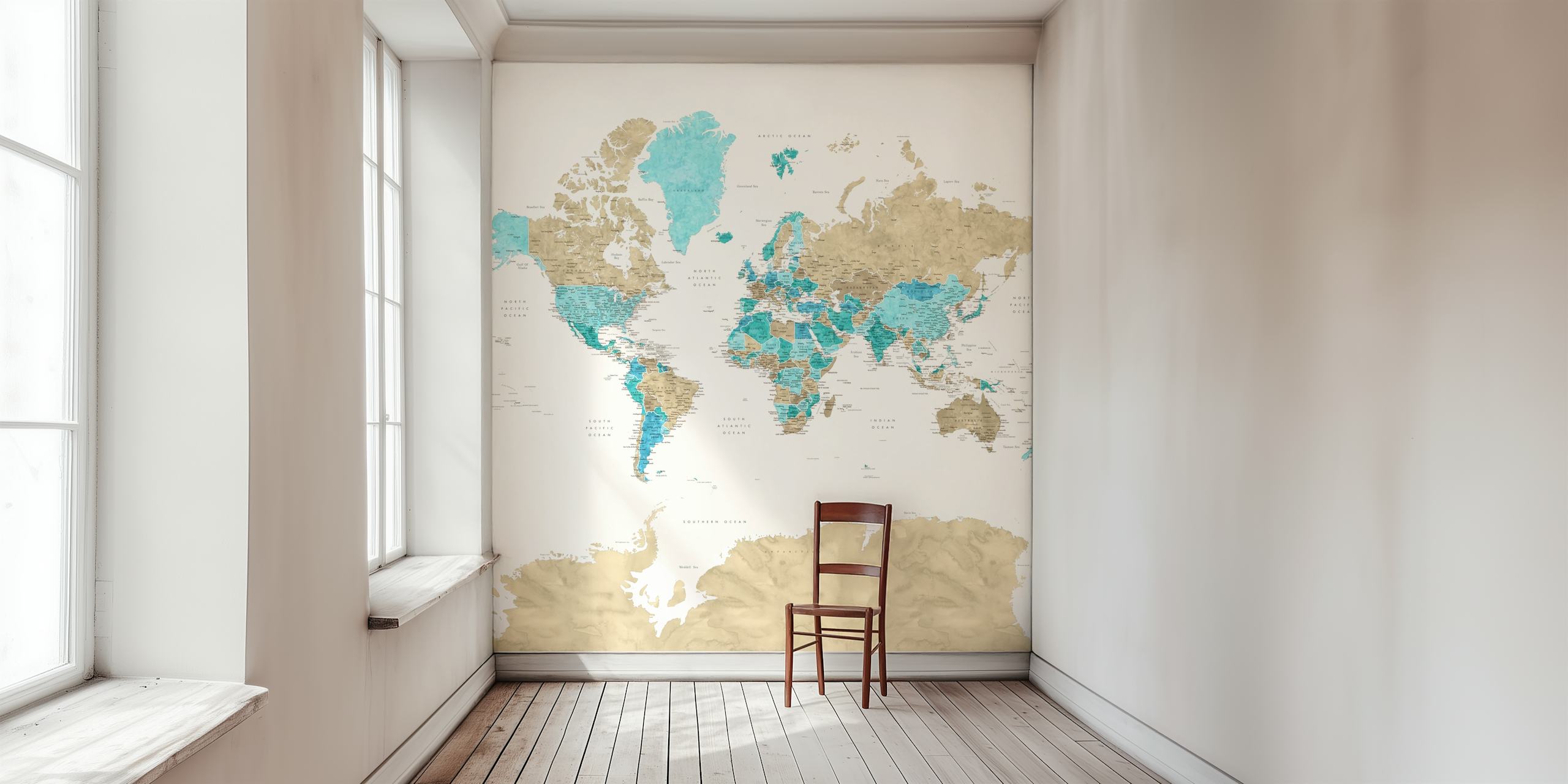 World map wallpaper featuring Antarctica