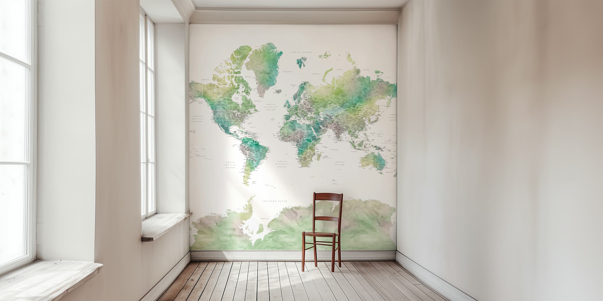 World Map Oriole Antarctica tapetti huoneessa