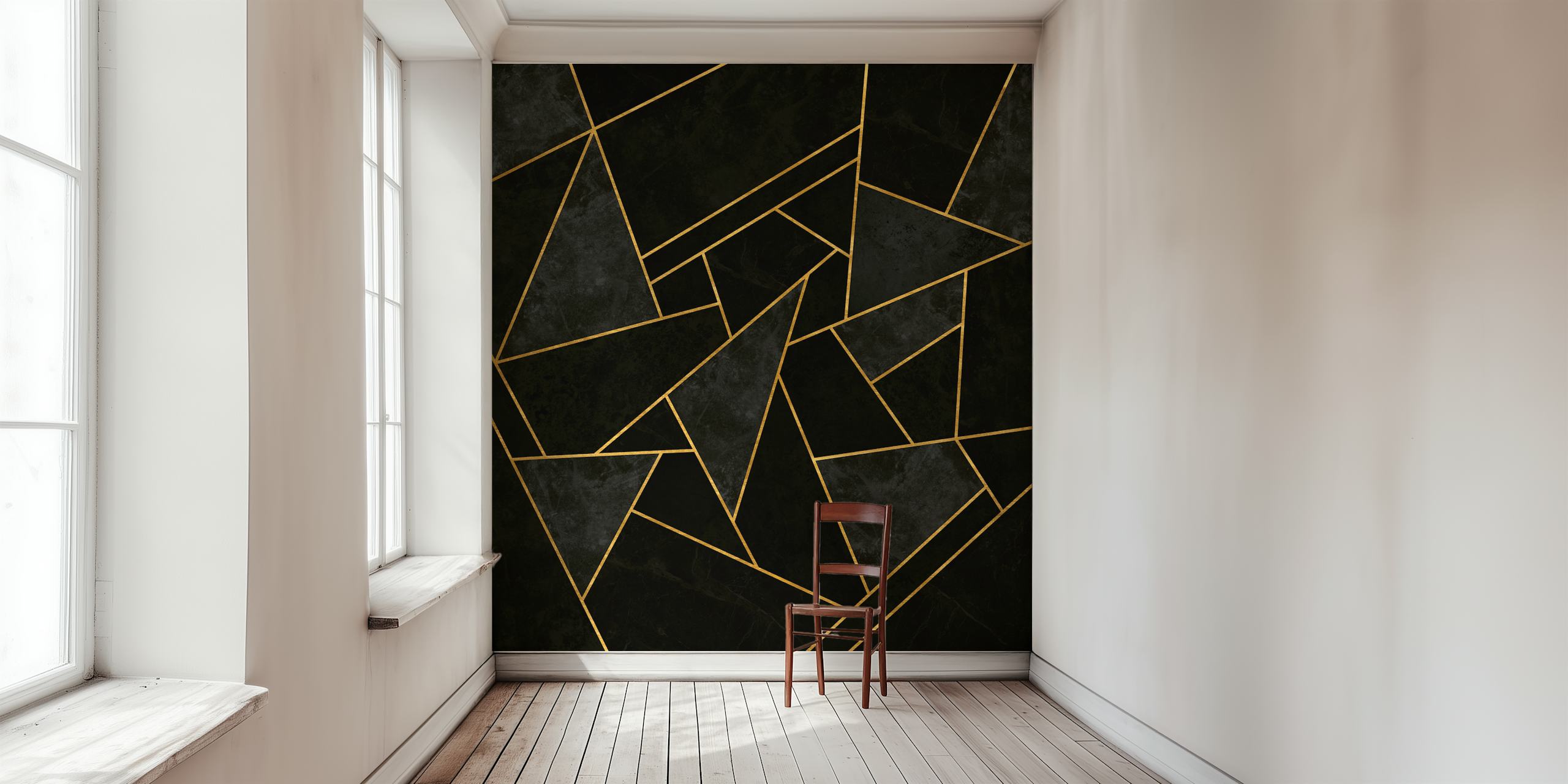 Cracked Night Black Mosaic wallpaper in a room