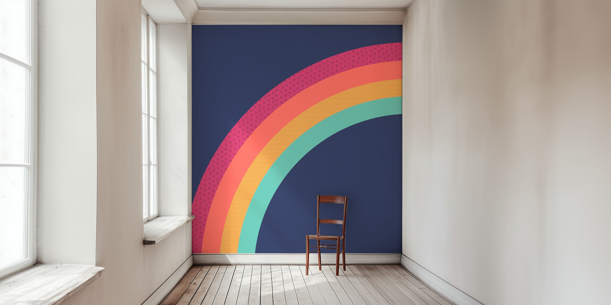 Vintage Rainbow Tapete in einem Raum angezeigt