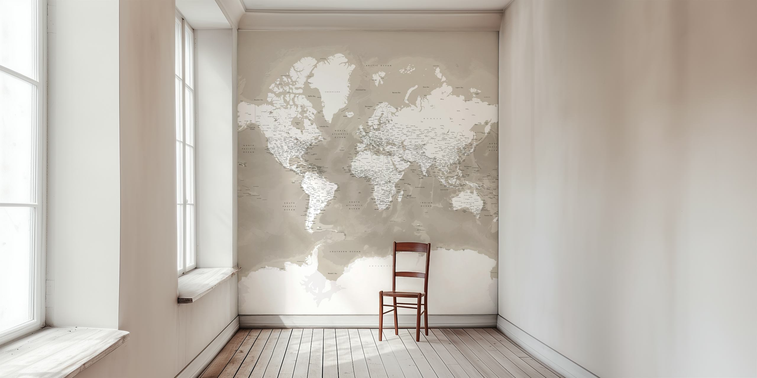 World map Orien Antarctica tapet i et rom