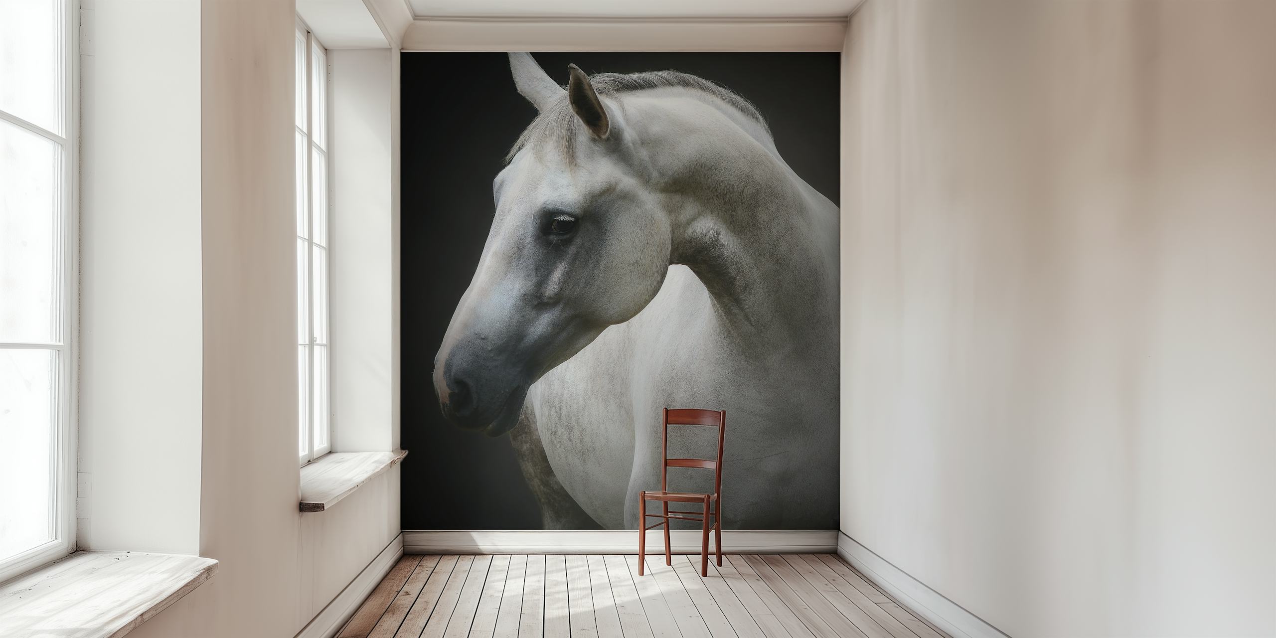 Elegant horse wallpaper in a stylish room