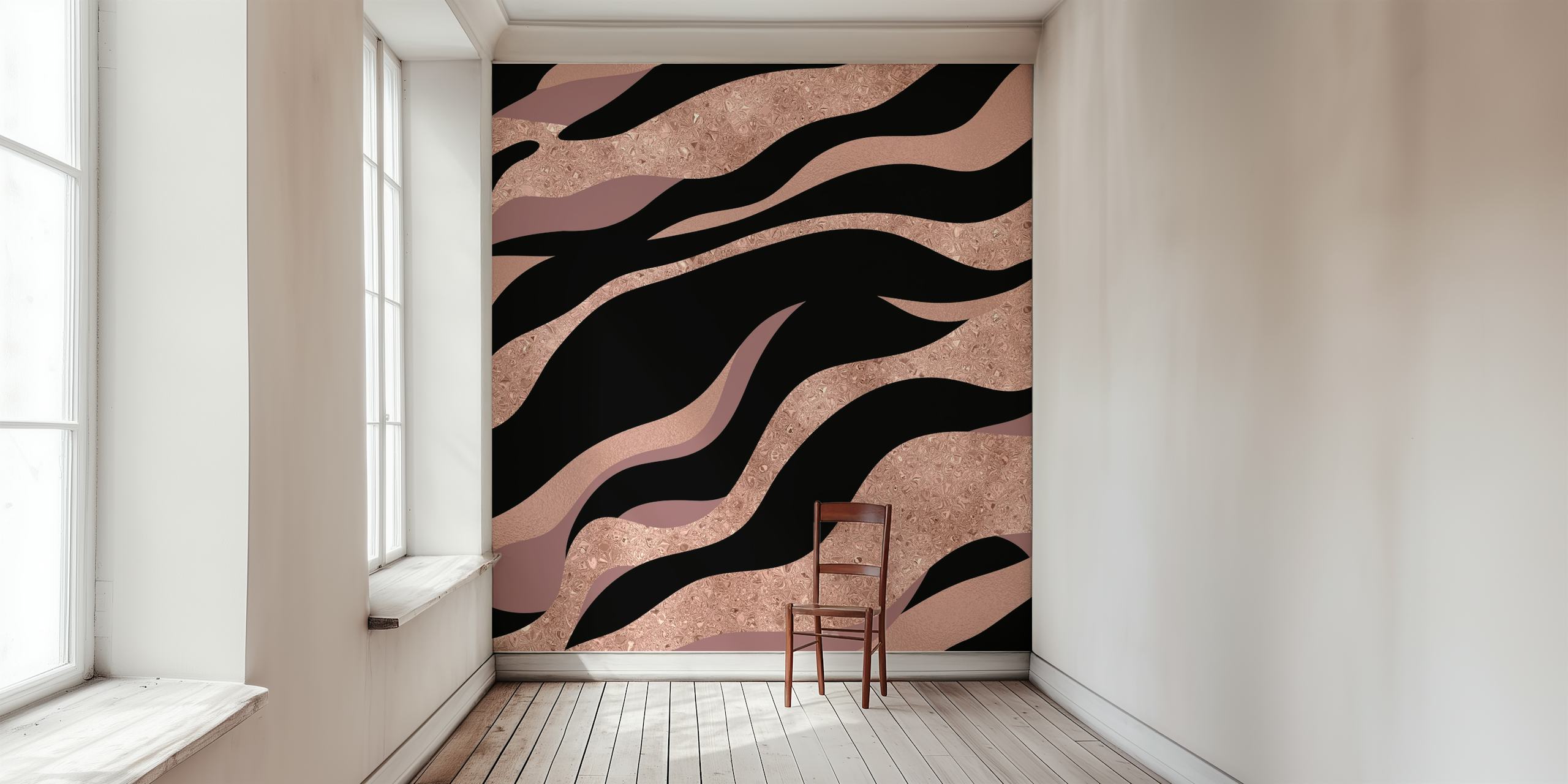 ταπετσαρία Rose Stone Marble Wave σε ένα δωμάτιο