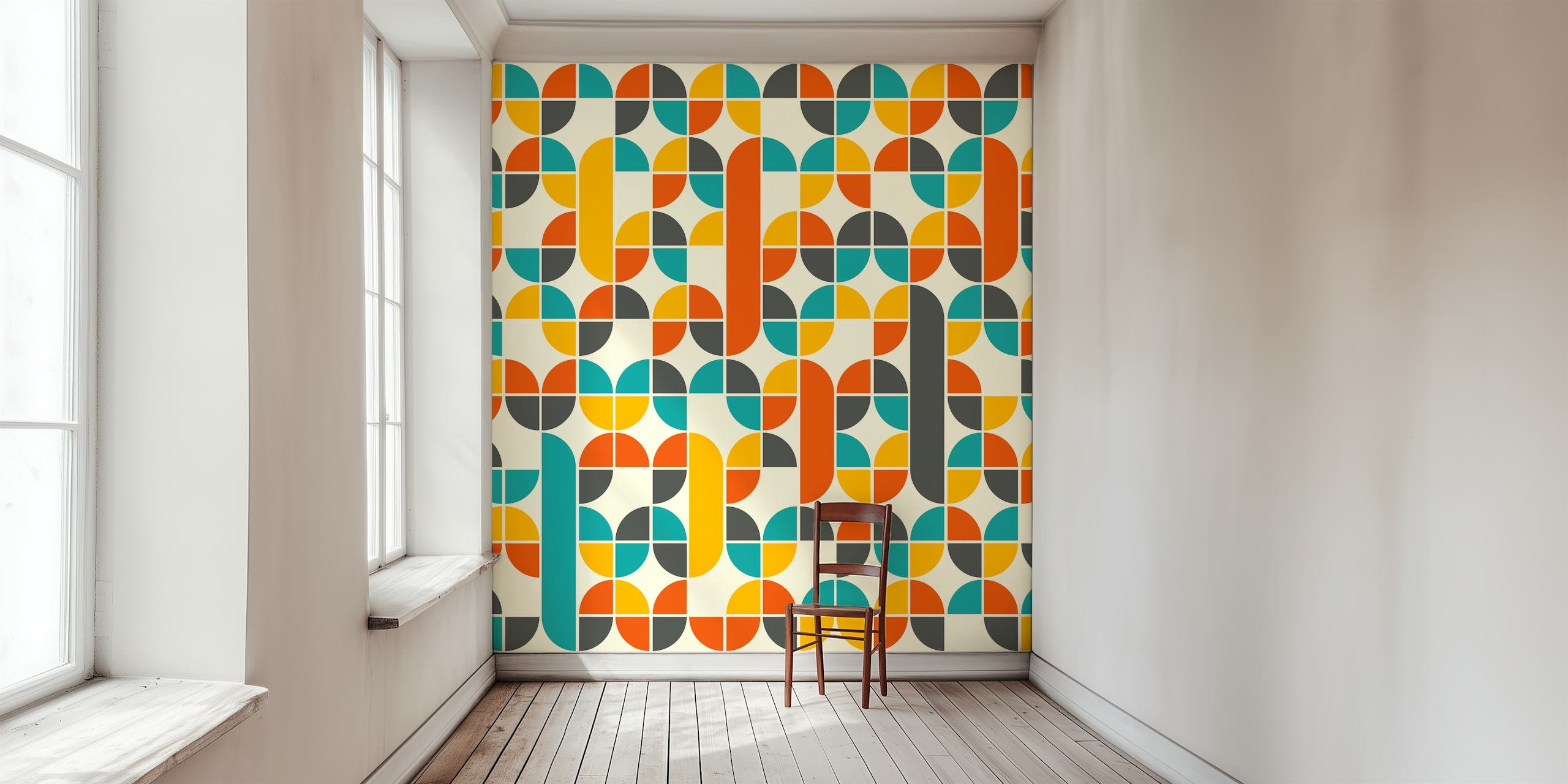 Image depicting the design of Mid Century Modern Geometric Wall Mural Wallpaper