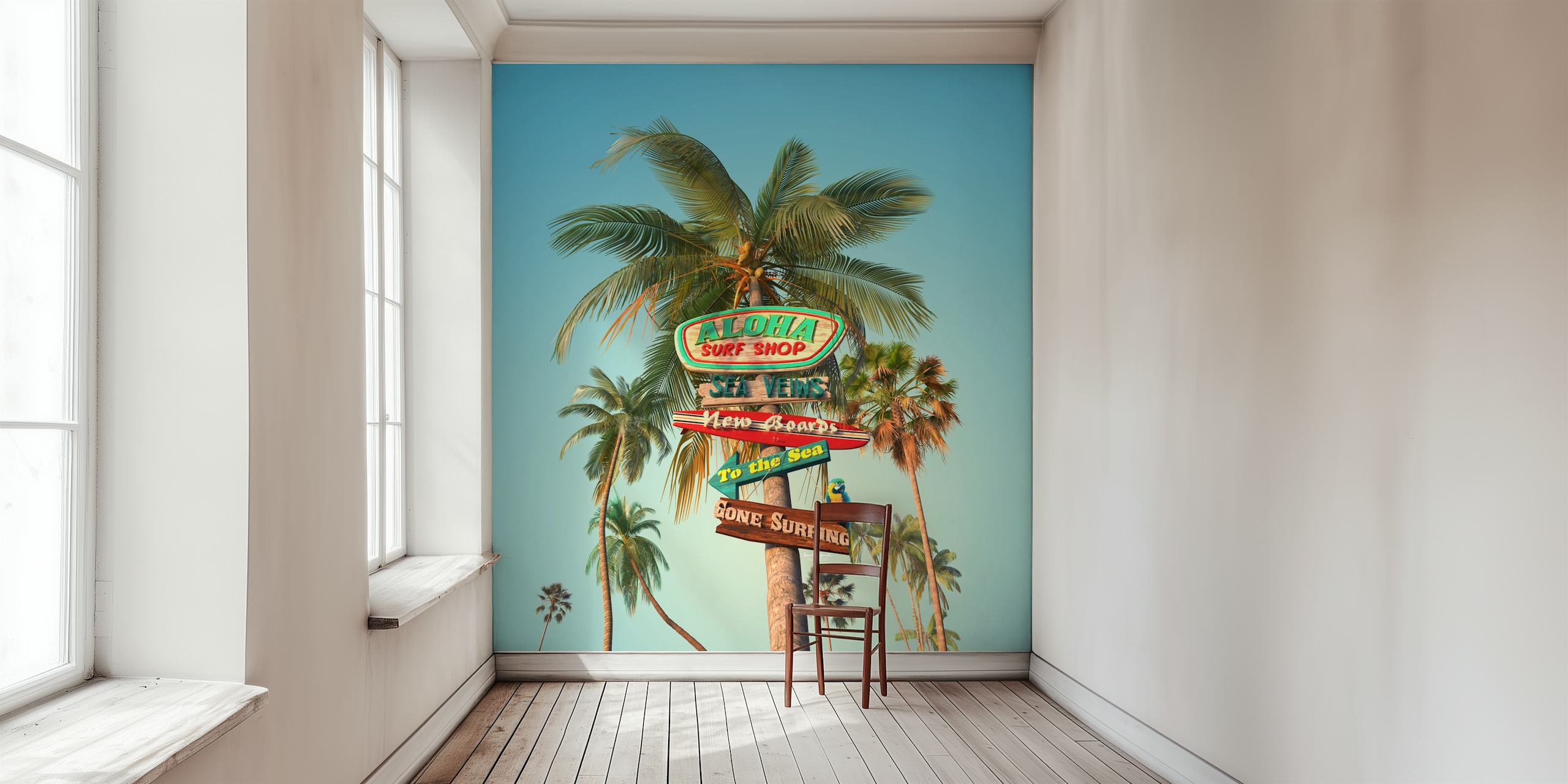Papel de parede Aloha Surf Shop em um cômodo