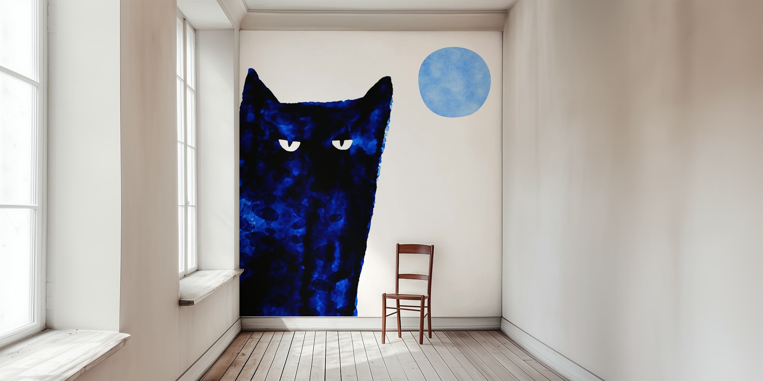 Carta da parati Moon Cat Minimalism in una stanza