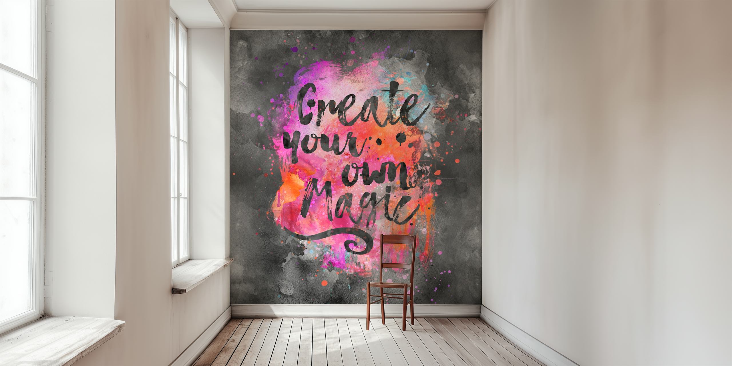 Värikäs Magic Inspiring Typography Art huoneessa