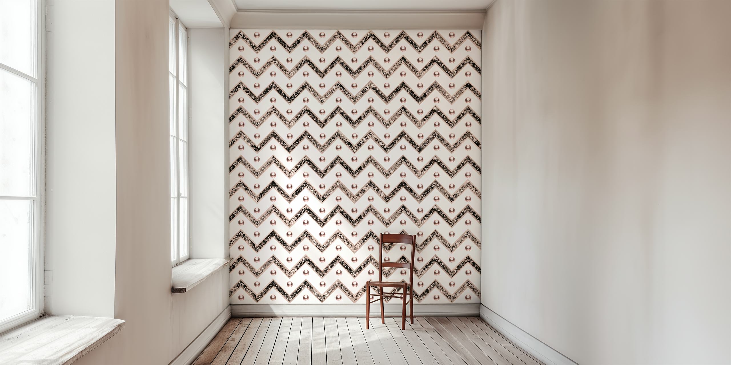 Papel de parede Chevron Glitter Gemstone em um quarto