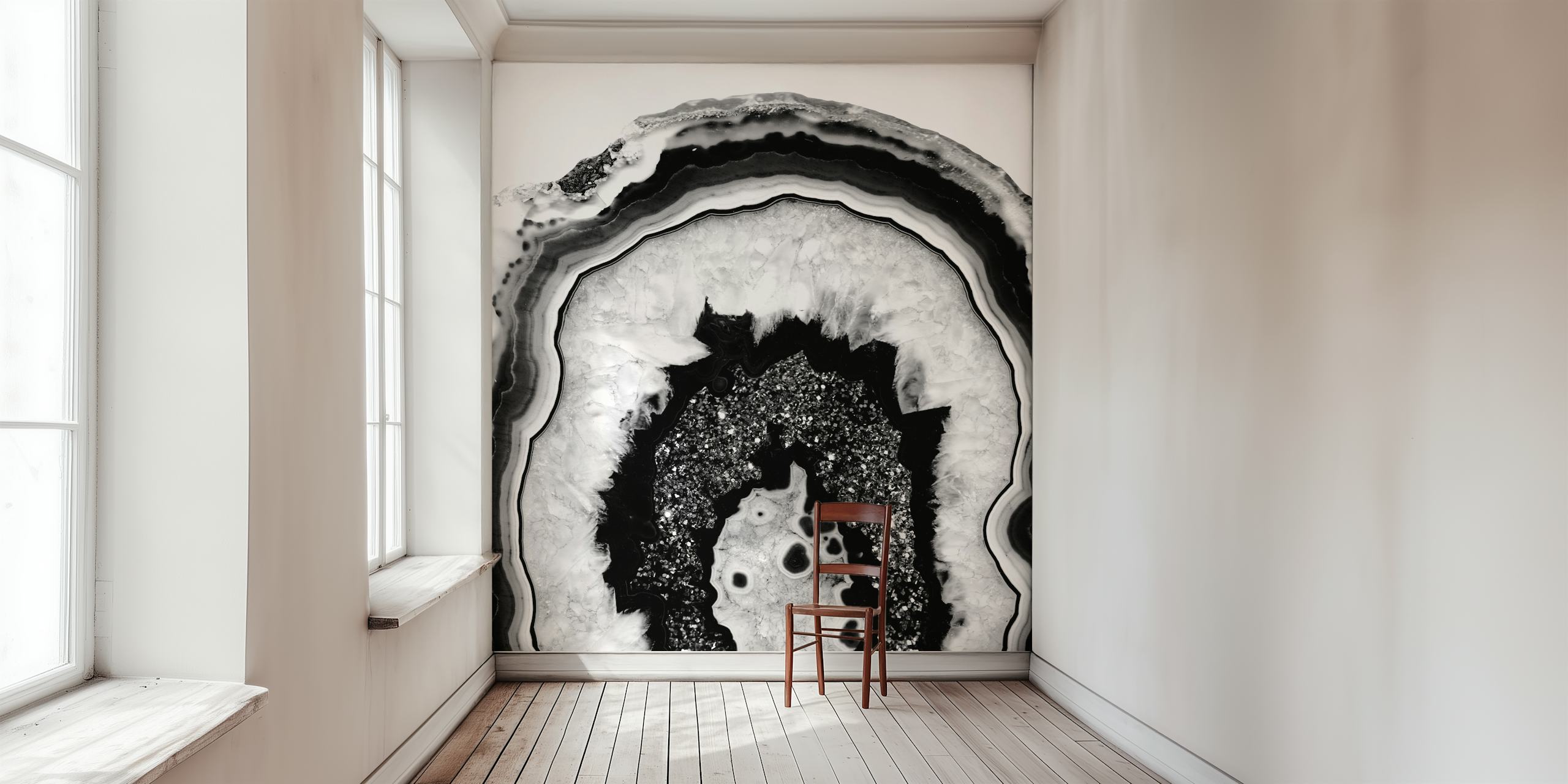 Papel pintado Gray Black White Agate Black 2 en una habitación