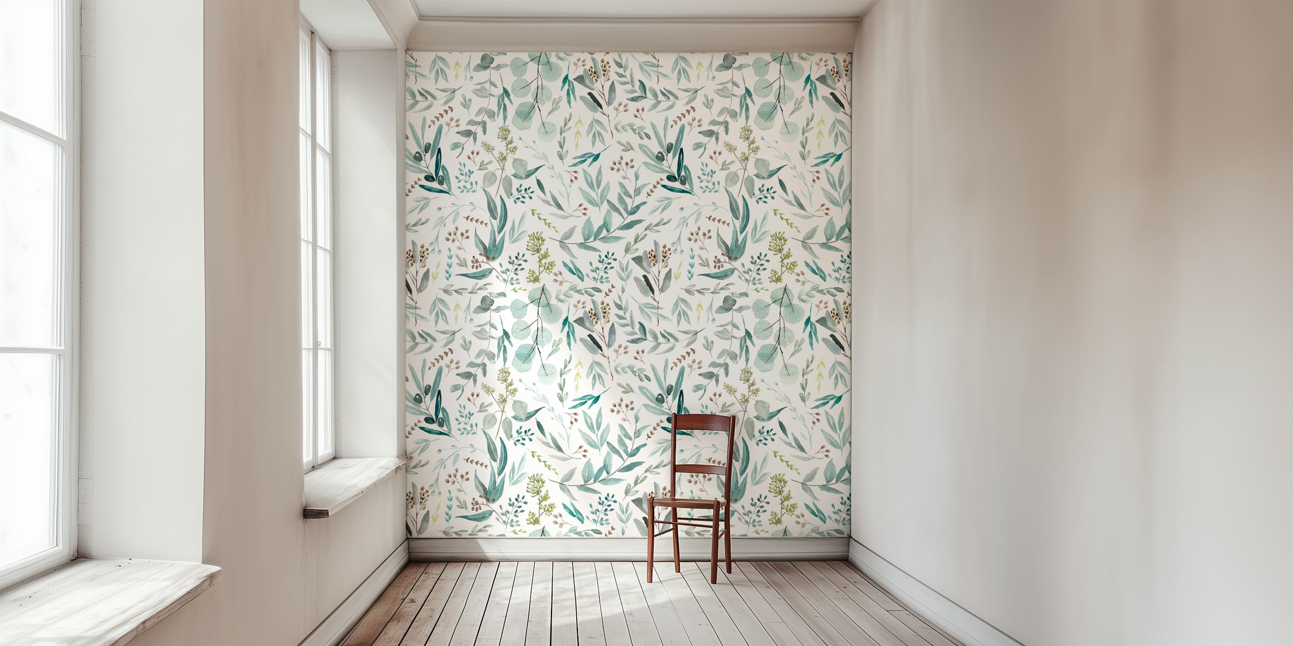Little Eucalyptus Seamless wallpaper in a room