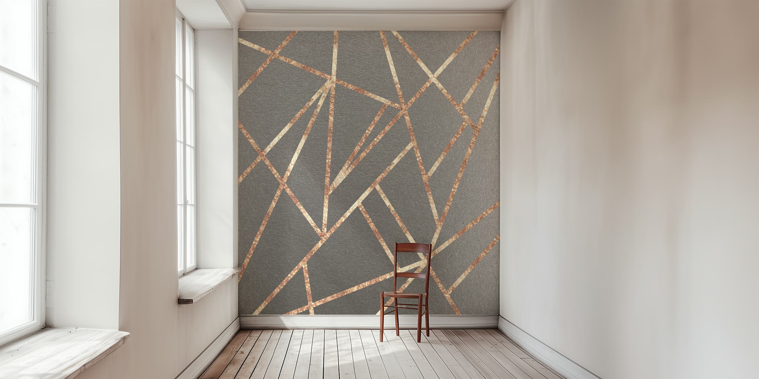 Tapeta Classic Gray Rose Gold Geo 1 w pokoju