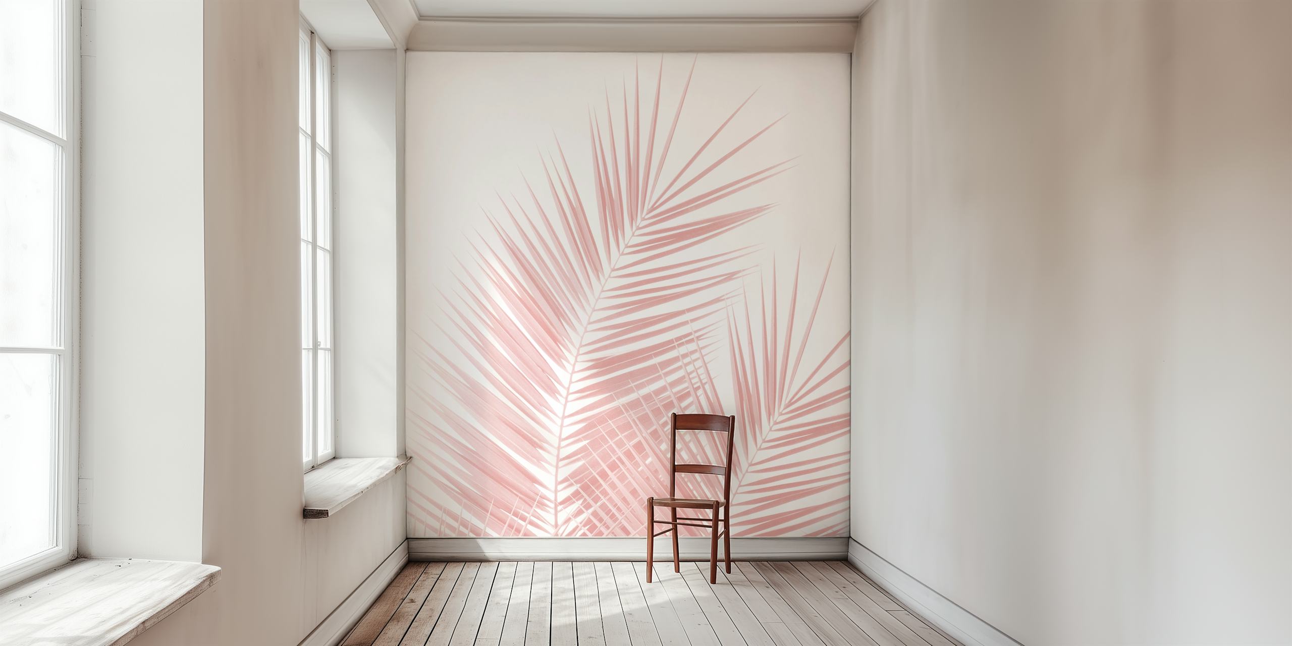 Tapeta Blush Pink Palm Leaves v místnosti
