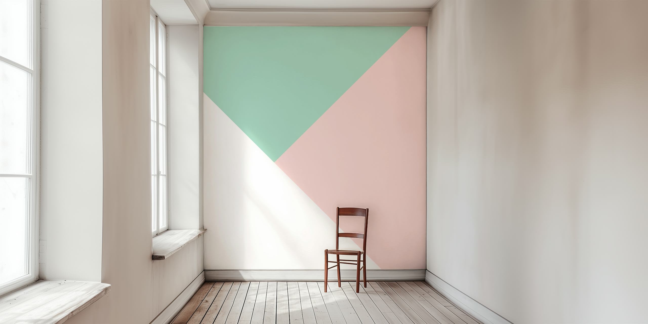 Blush Mint White Geometric Wall Mural