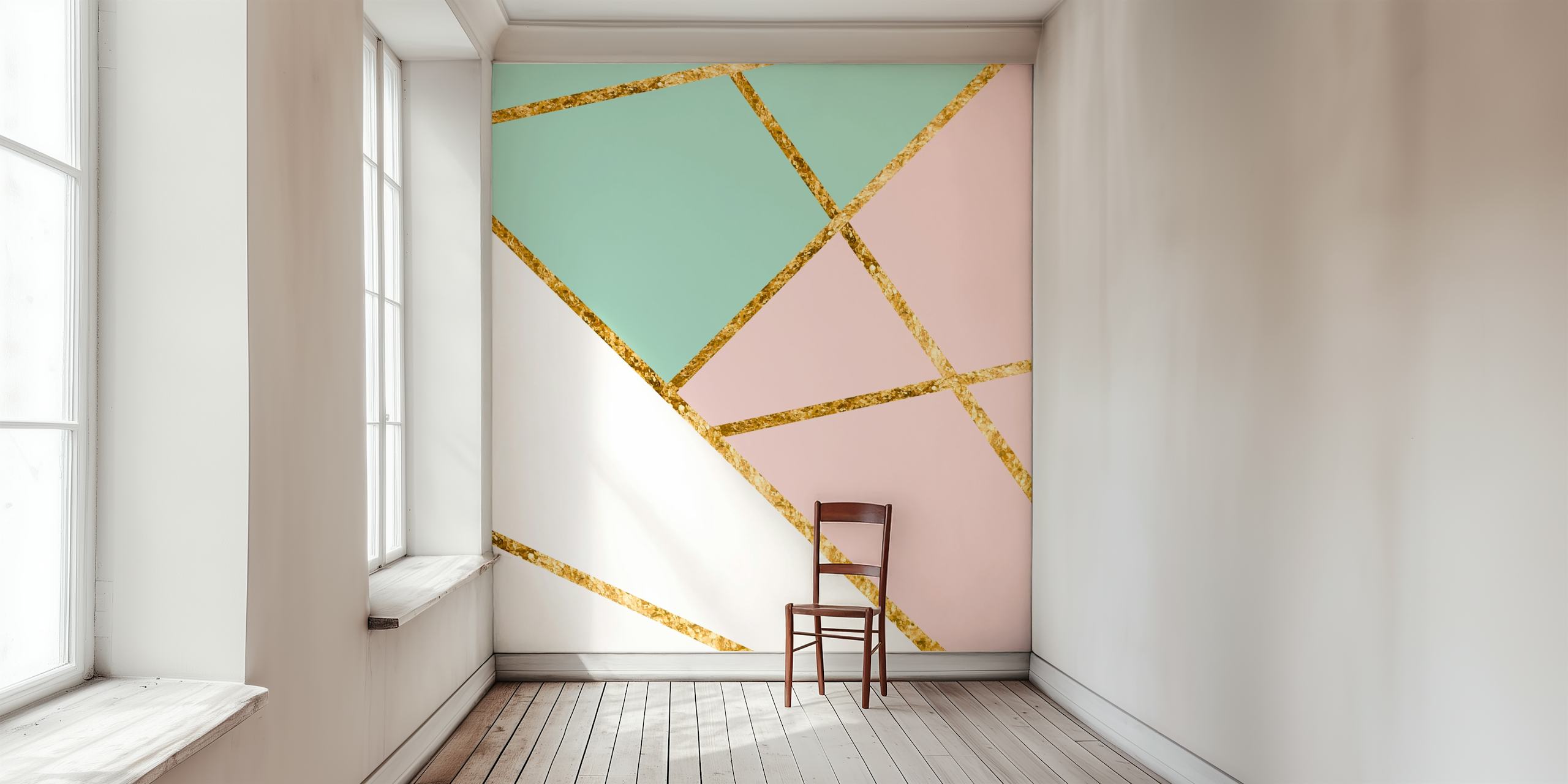 Blush Mint White Geo Gold tapet i et rom