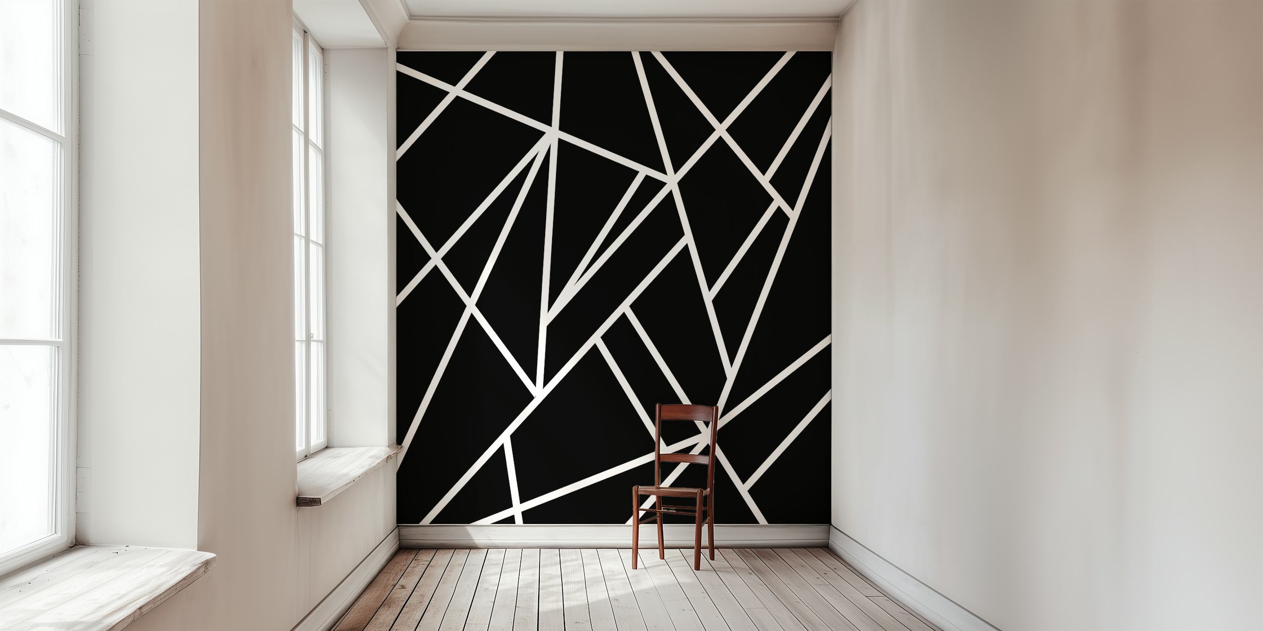 Klassiek Zwart Wit Geo 1 fotobehang met contrasterende geometrische vormen