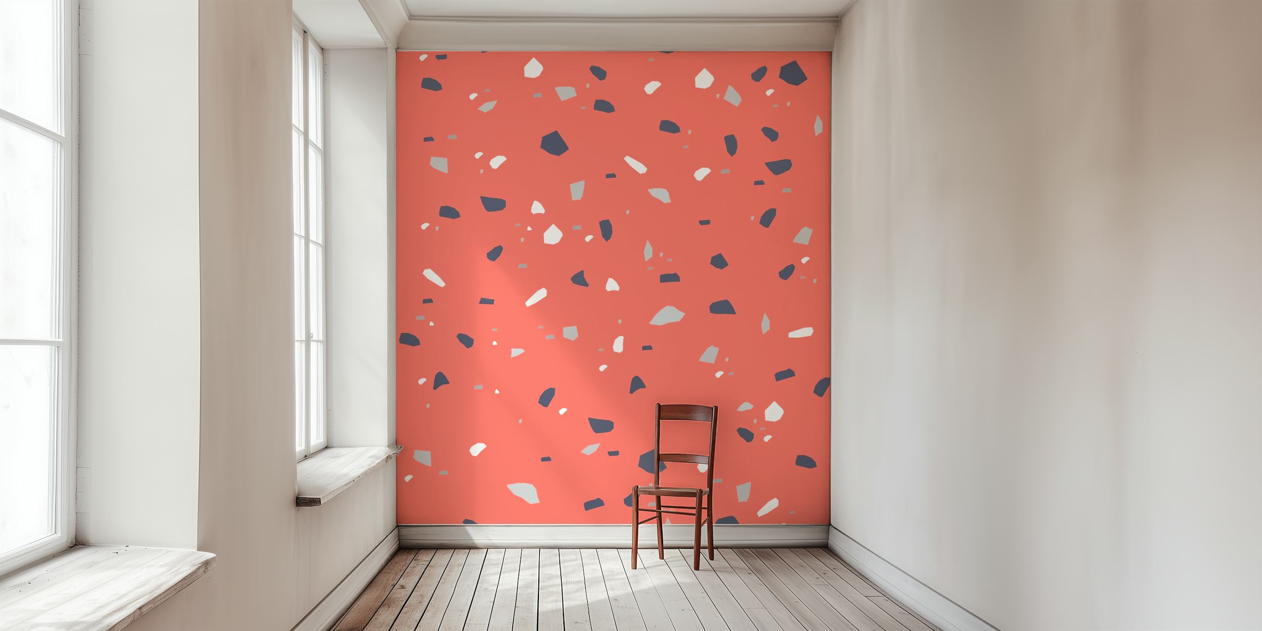 Living Coral Terrazzo 1 wallpaper in room