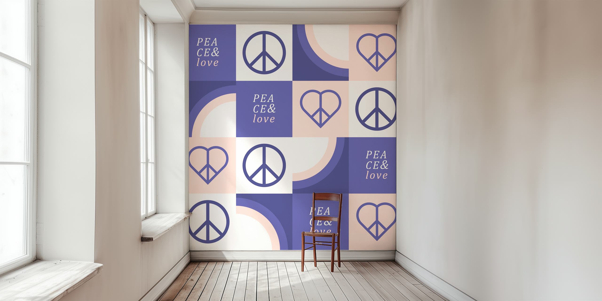 Peace and Love Pattern wallpaper in a room