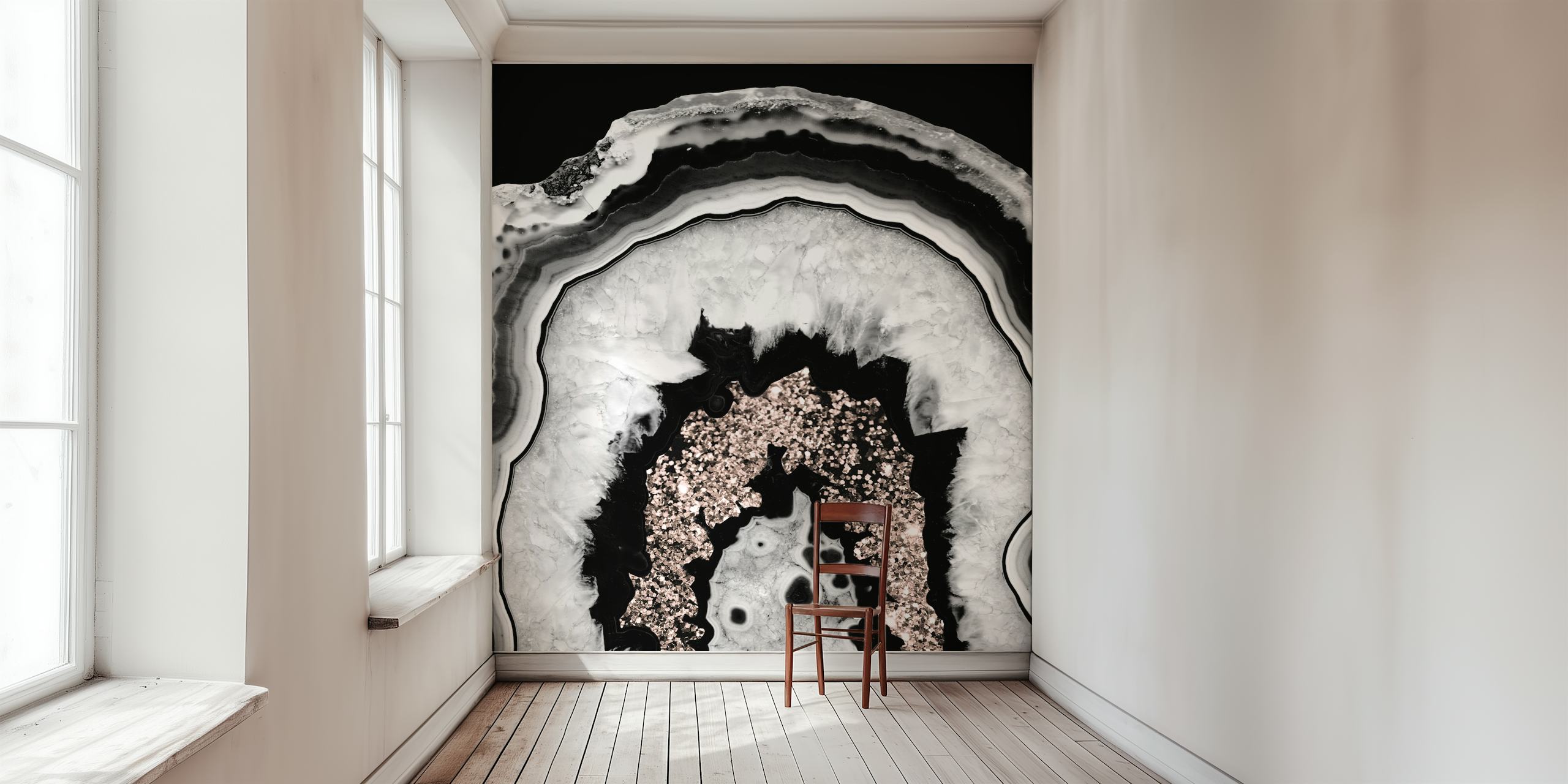 Gray Black Agate Glitter wallpaper in a room