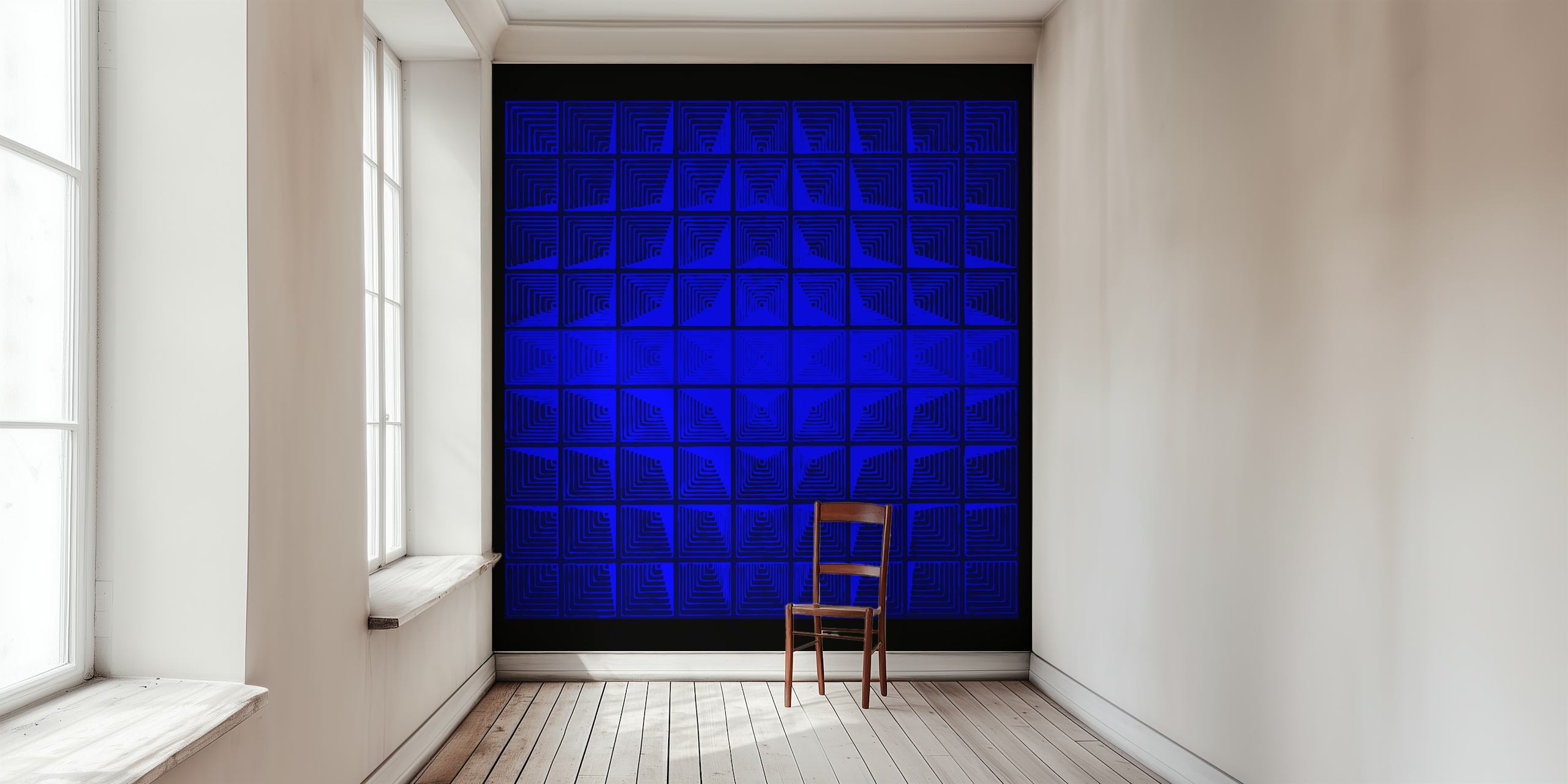 Elegant Verner Panton Retro Blue Wallpaper Design.