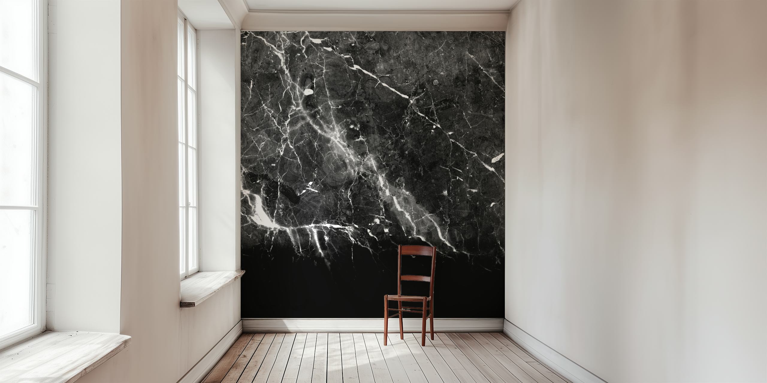 Tapeta Black Gray Marble w stylowym pokoju