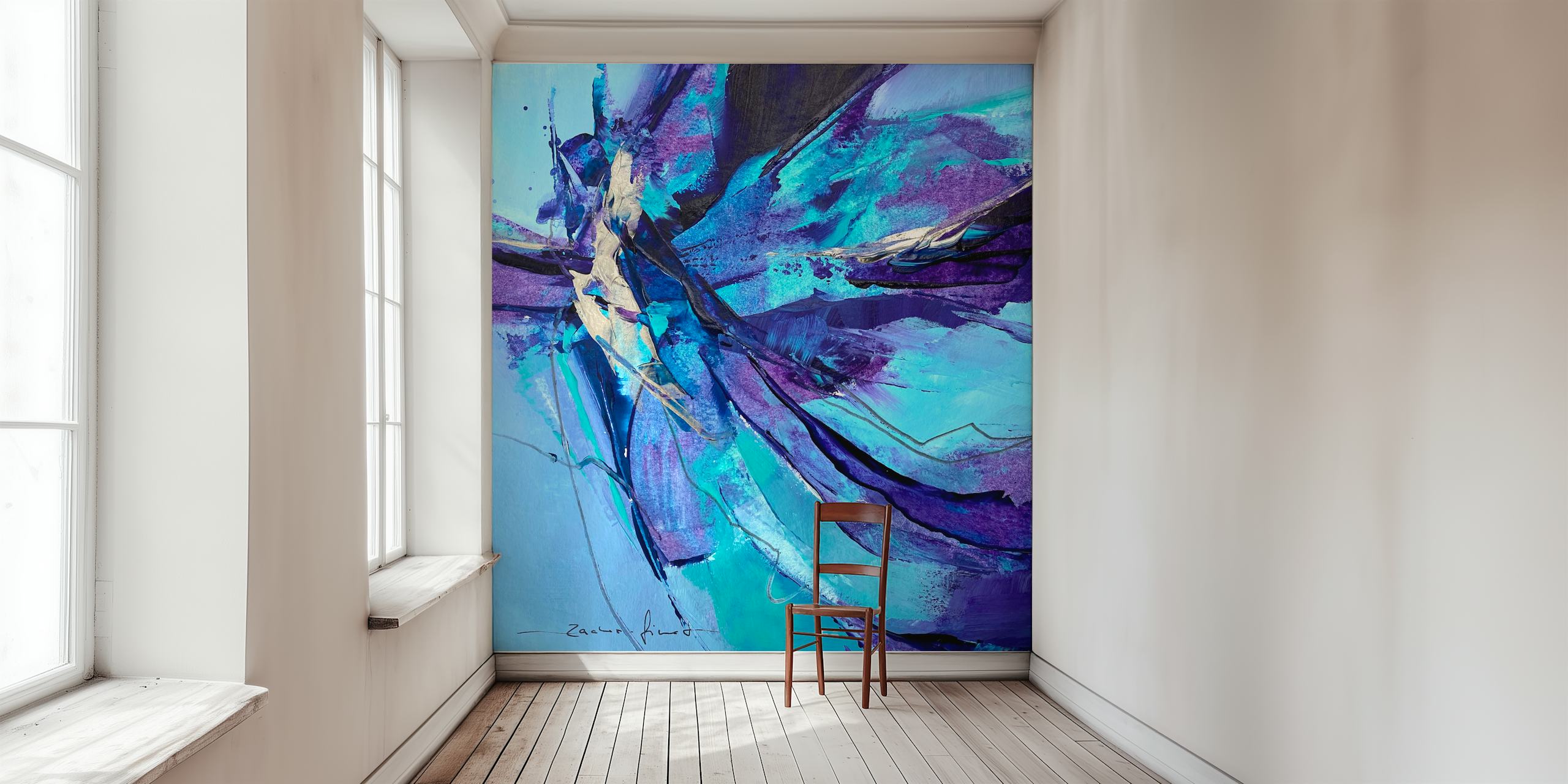 Feeling Blue Abstract Art tapet i ett rum