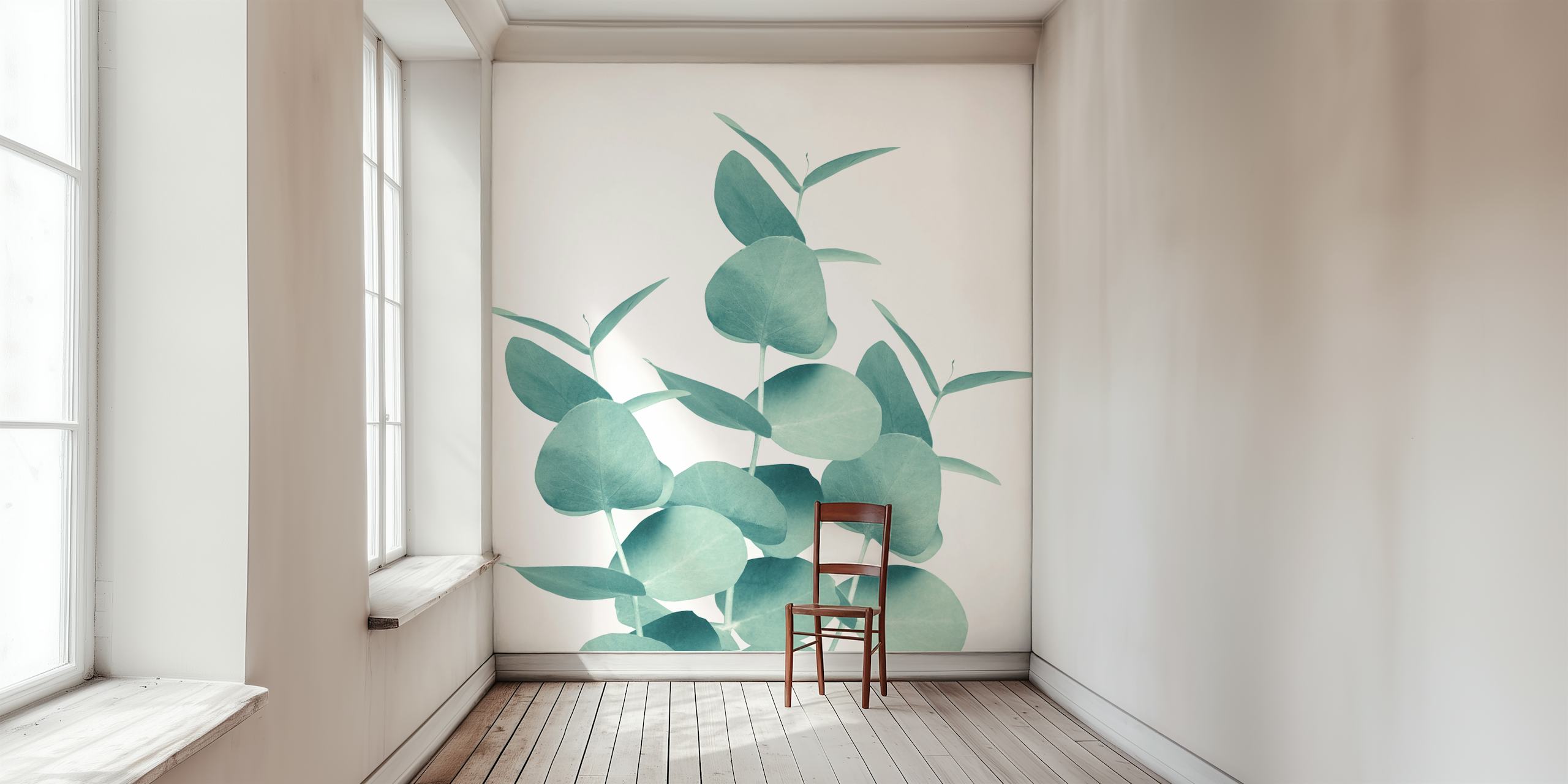 Eucalyptus leaves in soft green tones botanical wallpaper