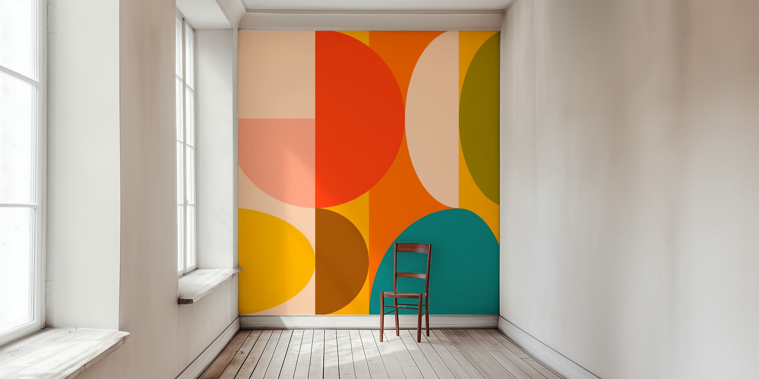 Design della carta da parati Bauhaus moderno in colori caldi