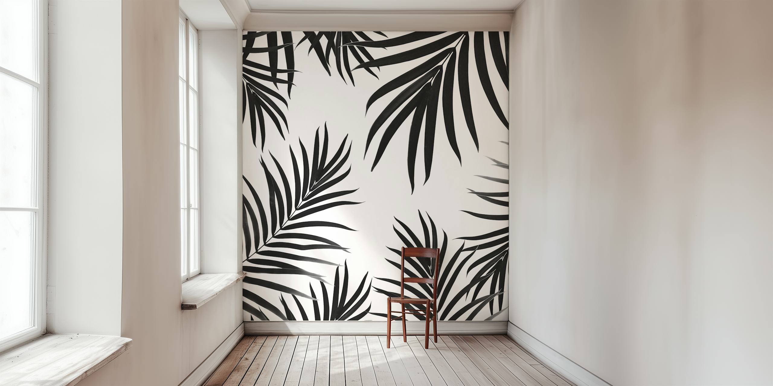 Palm leaves wallpaper in a room