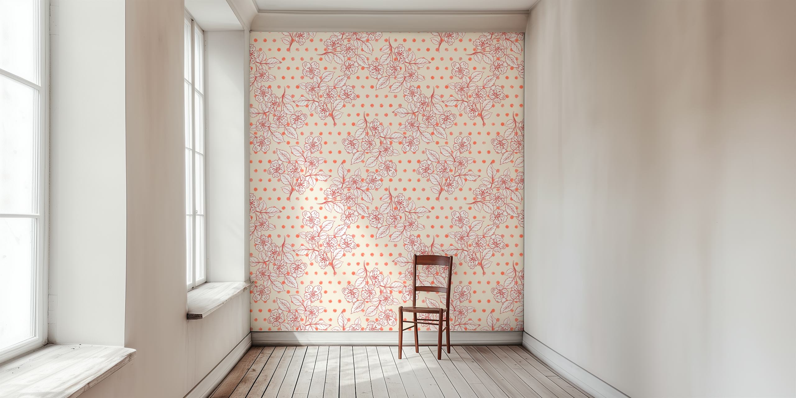 Tapeta Flowers and dots u sobi