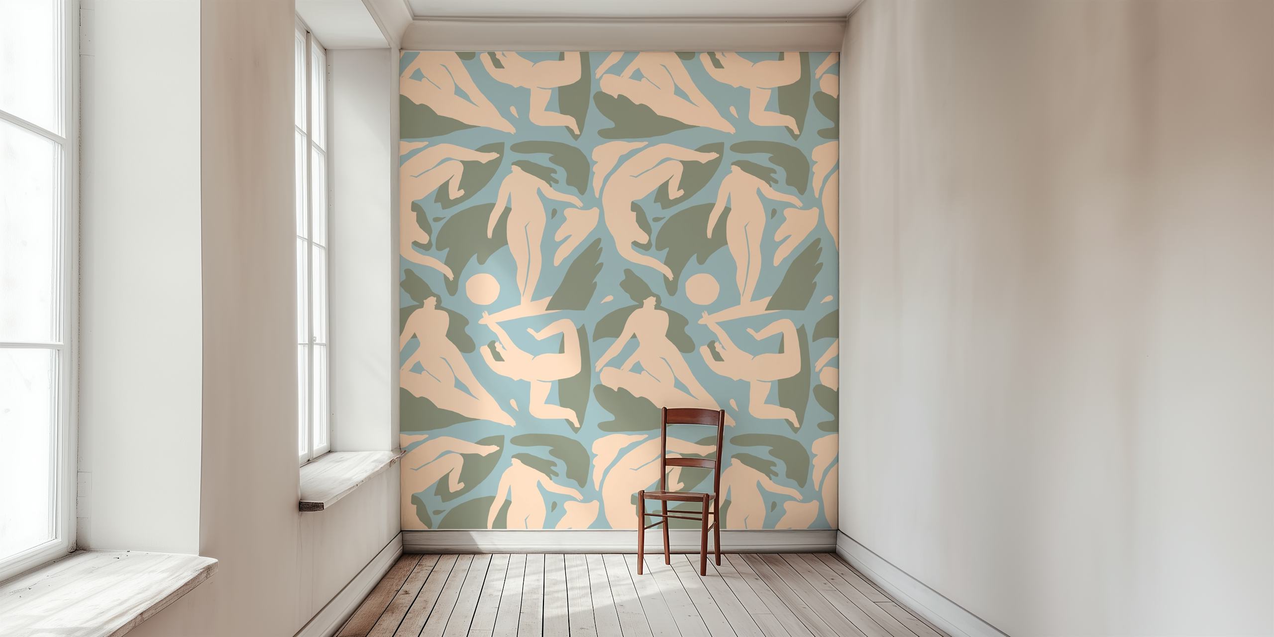 Abstract human figures in pastel colors, modern wallpaper
