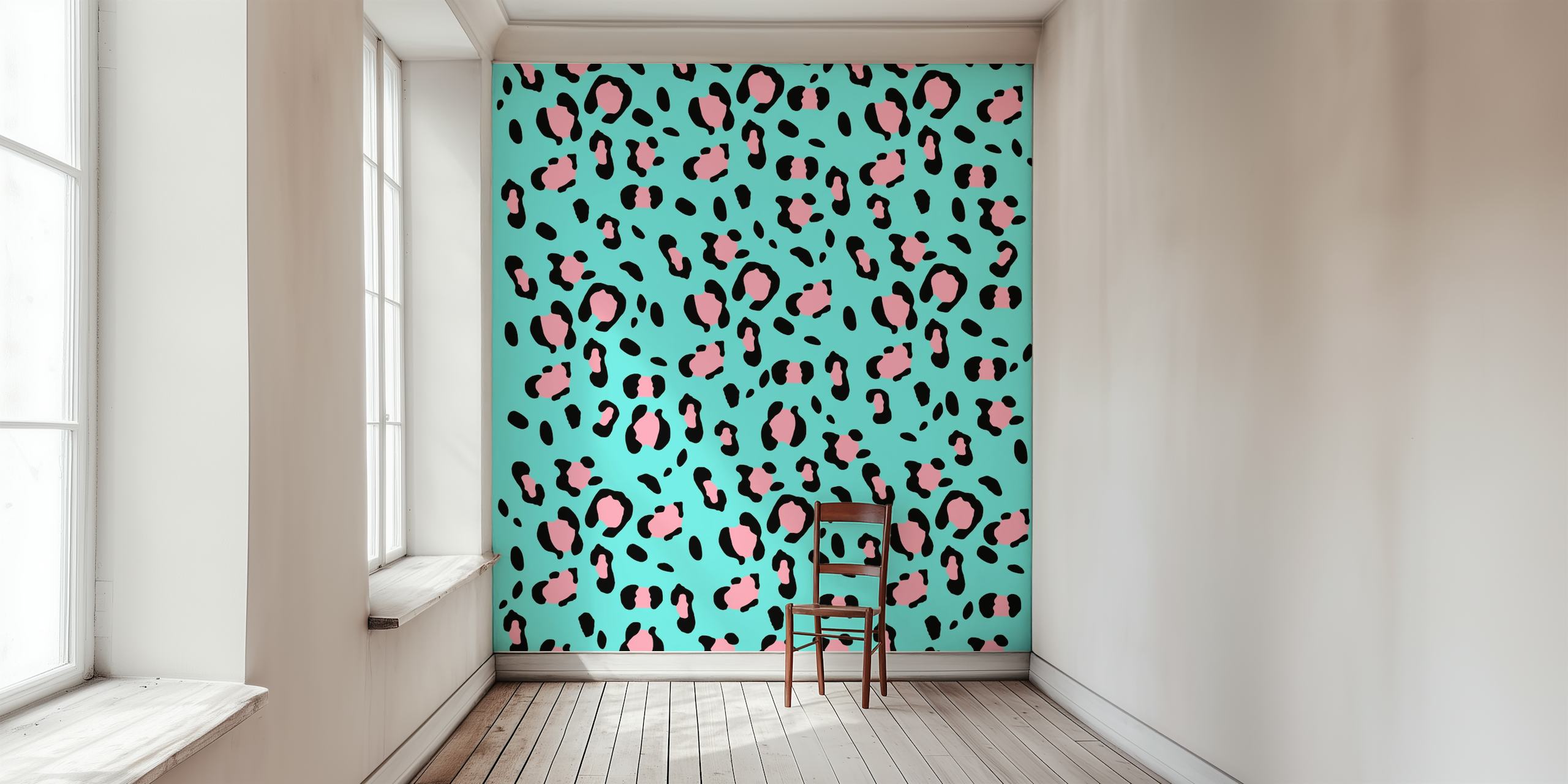 Leopard animal print wallpaper in a room