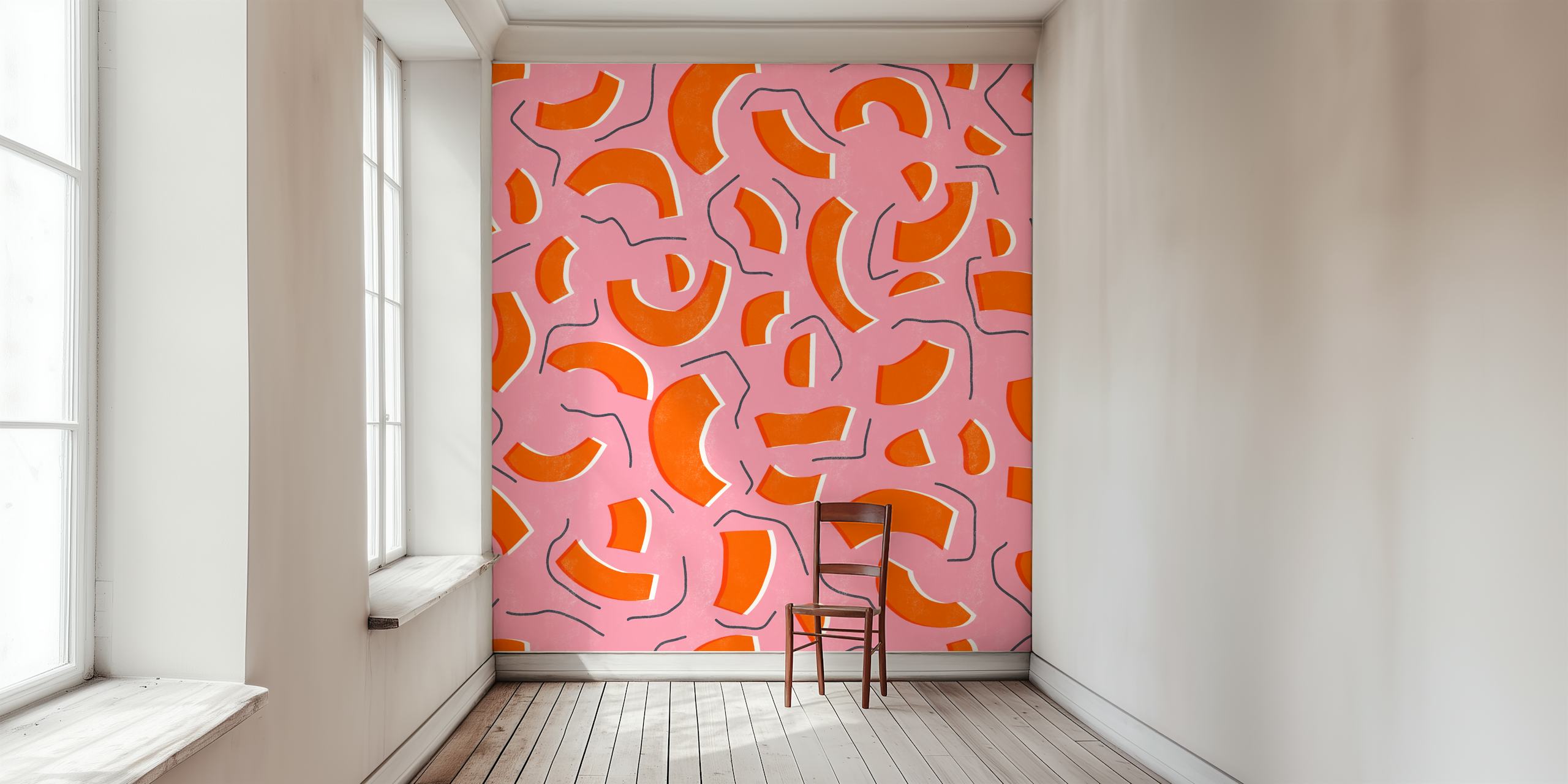 Colorful shapes wallpaper design in a room