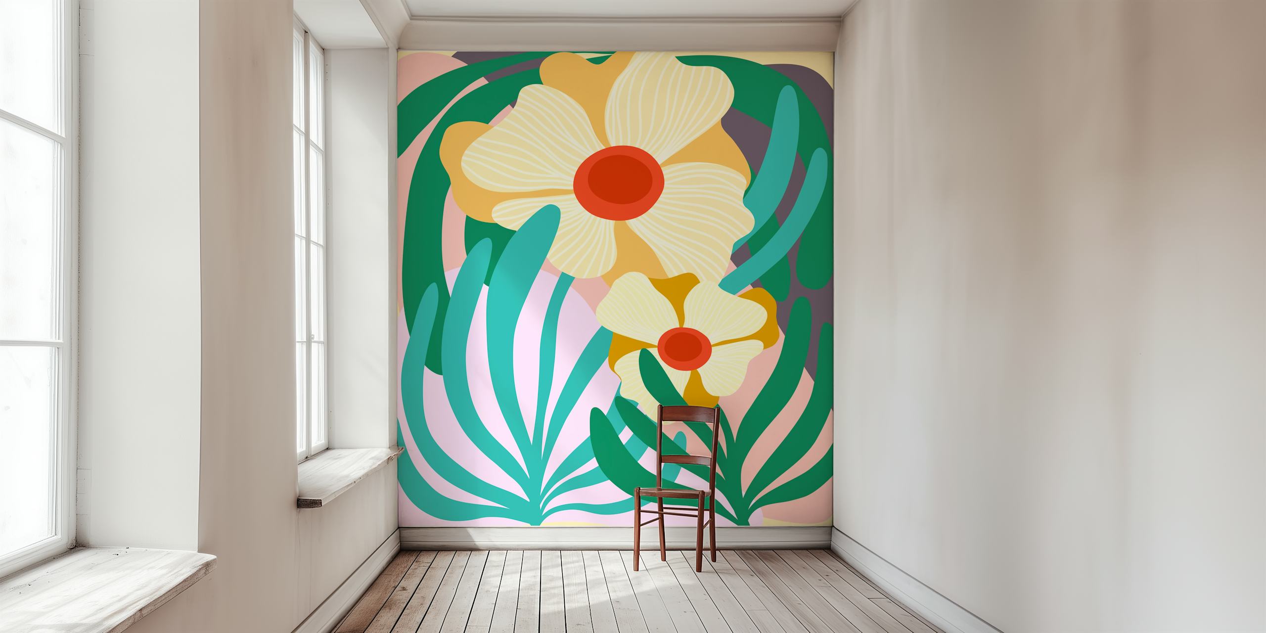Modern Botanicals I papel de parede em um quarto