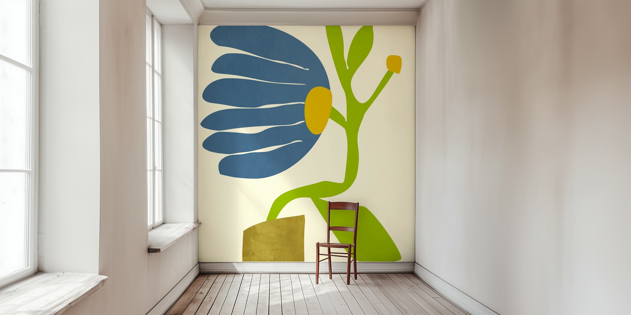 Abstraktes blaues und grünes Blumendesign