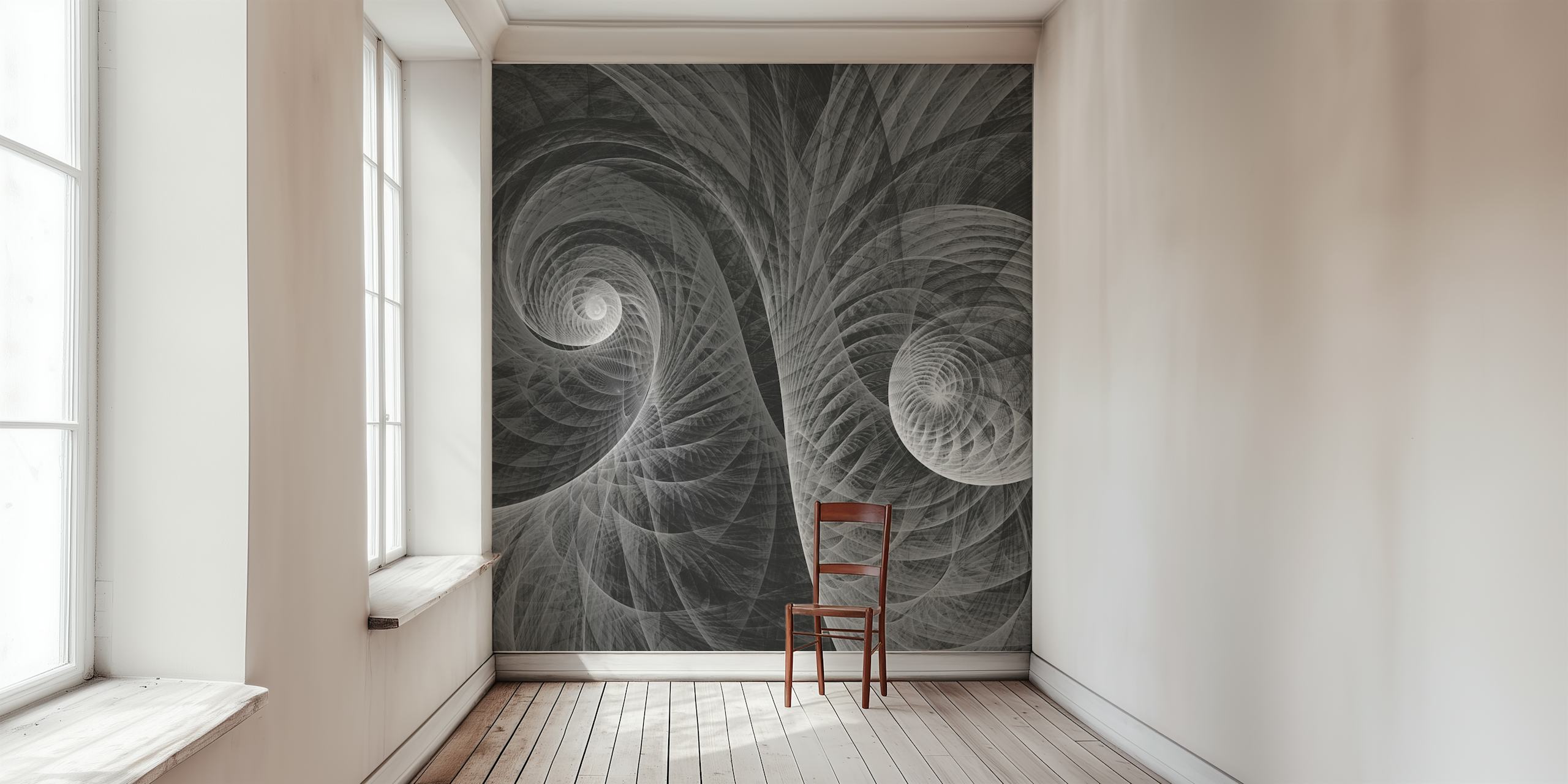 Abstrakte Spiralmuster in Schwarz und Weiß Tapete