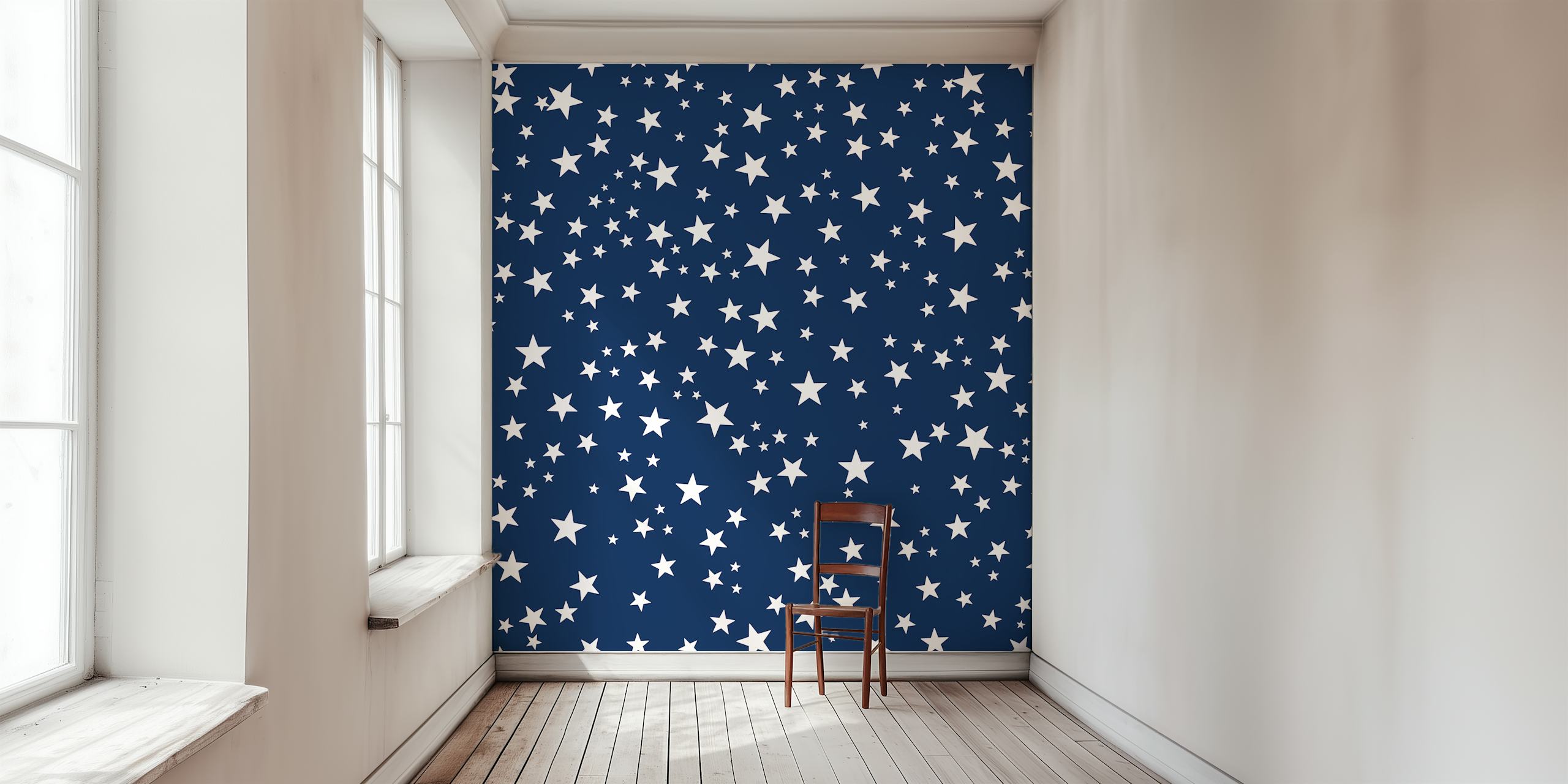 Golden and white star navy wallpaper design