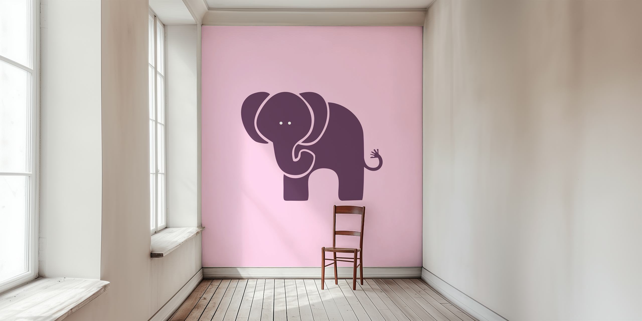 Pink elephant illustration on soft pink background wallpaper
