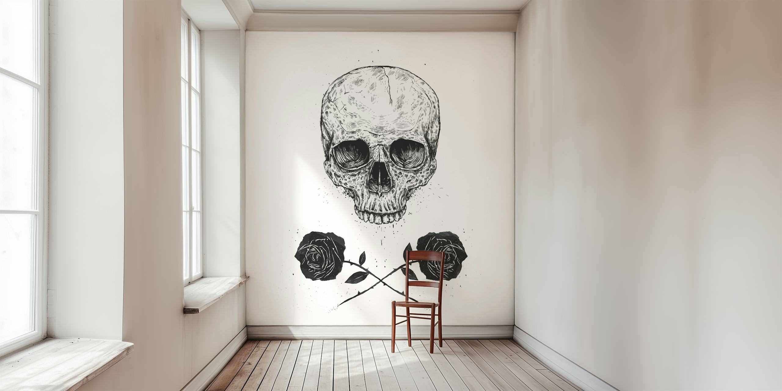 Skull n Roses Tapete in einem Zimmer