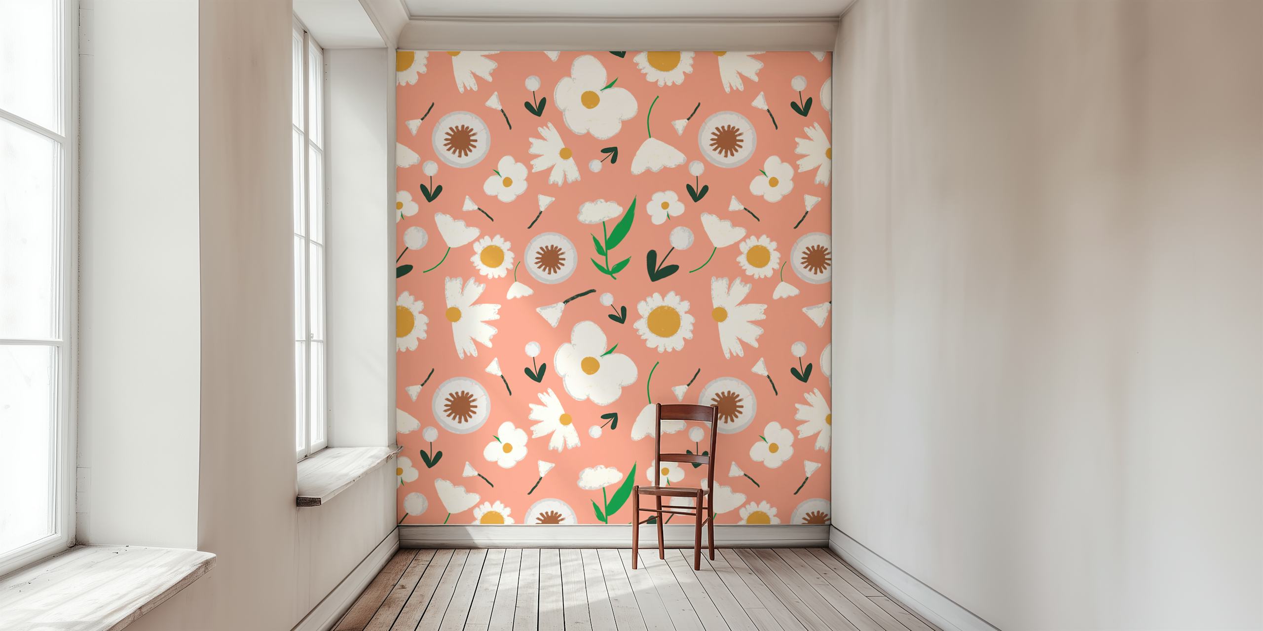 Marigold og Dandelion Pink tapetdesign