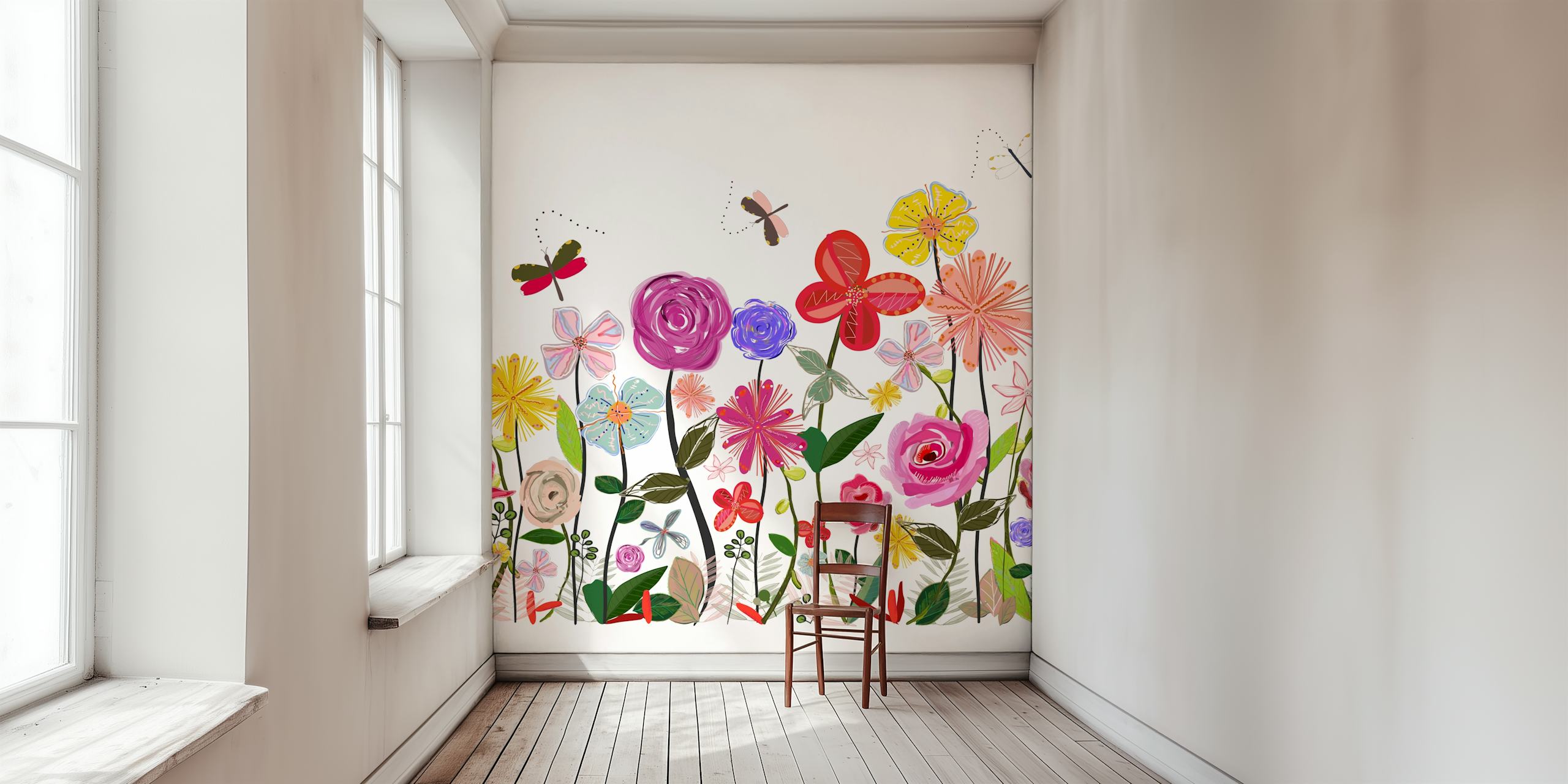 Spring meadow flowers tapet i et rum