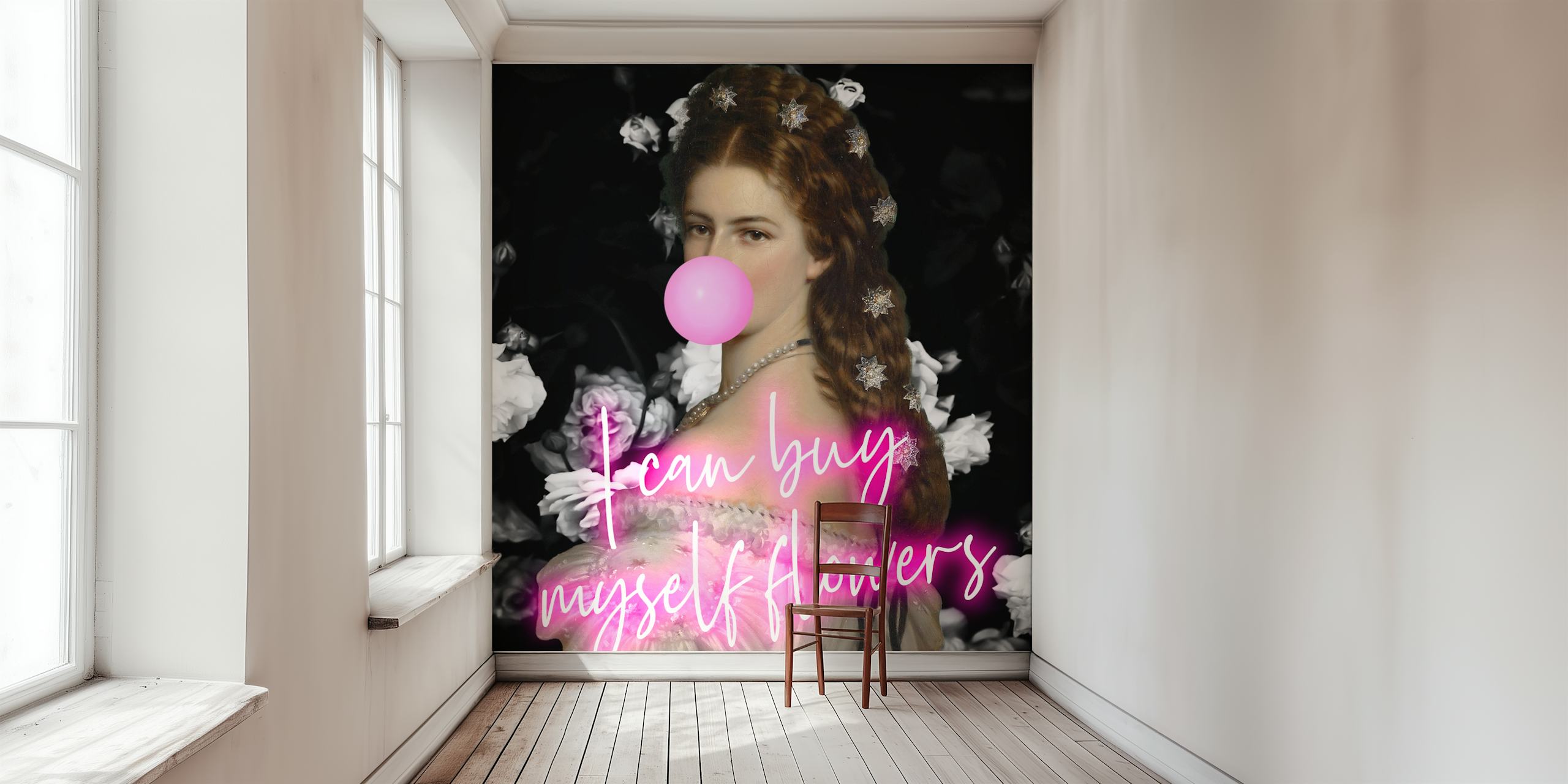Tapeta Bubble-Gum Pink Sisi v nastavení místnosti