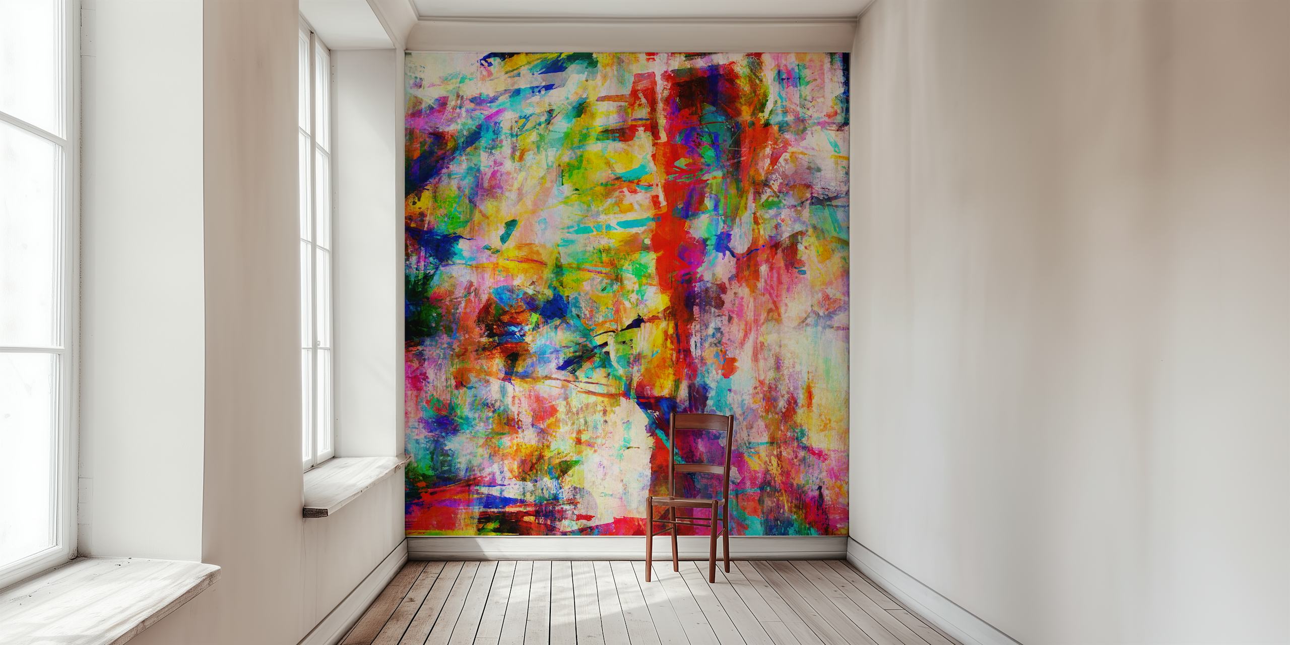 Colorful abstract brush strokes in vivid hues wallpaper