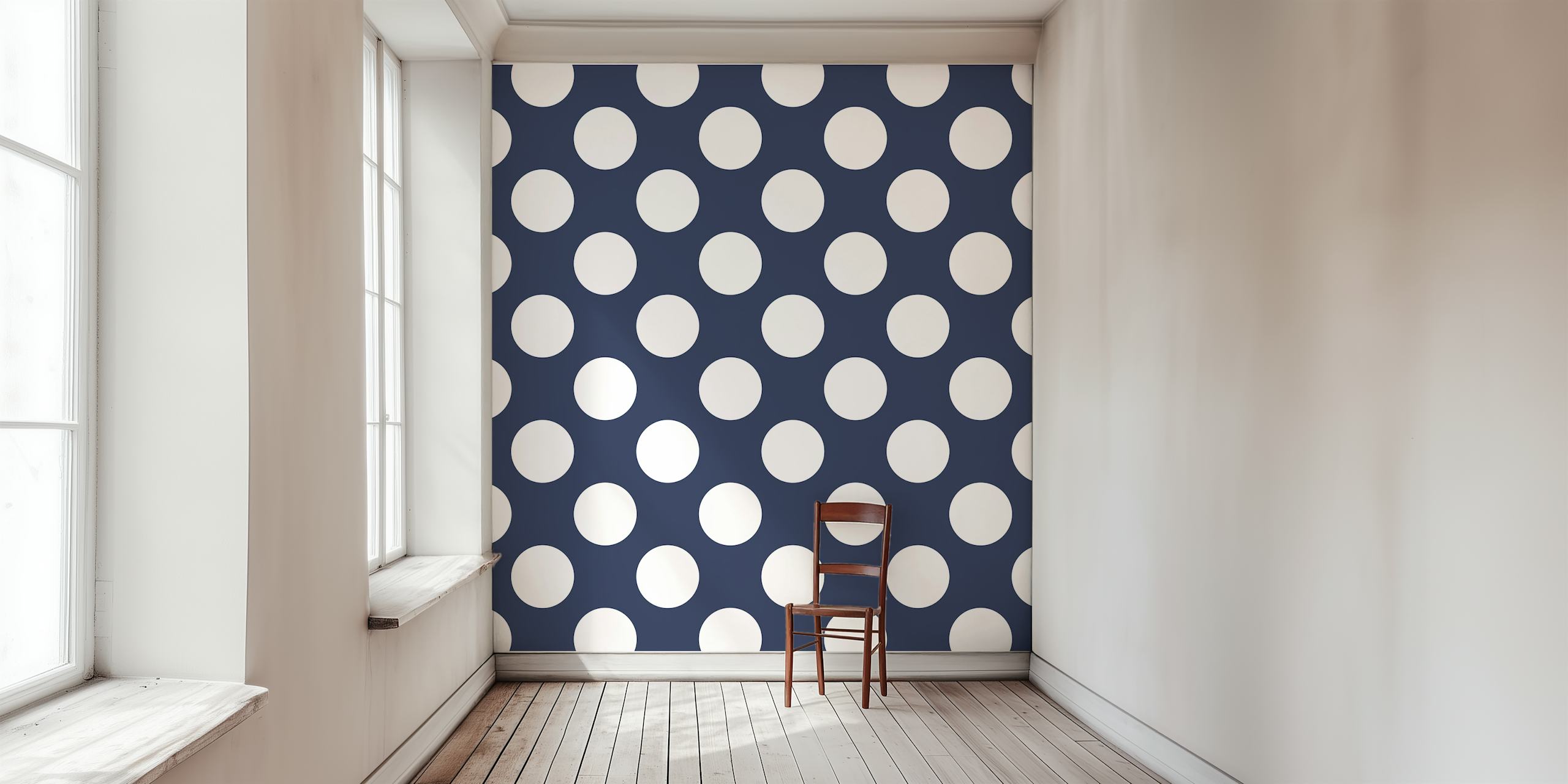 Ταπετσαρία Dark blue με λευκές Dots