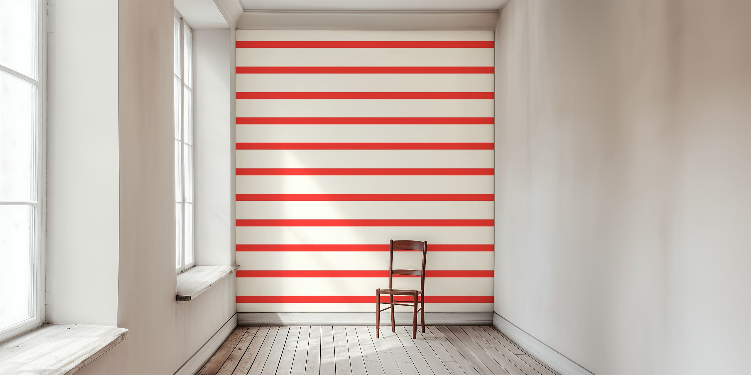 Papel pintado Stripes Red mostrado en una habitación