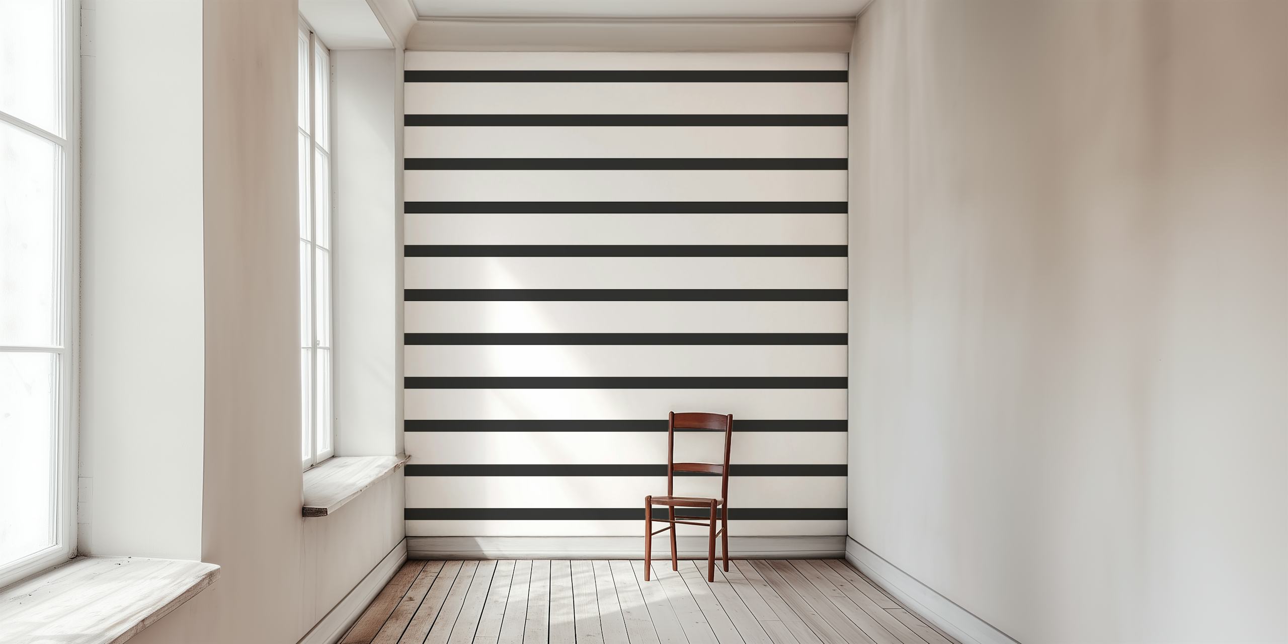 Black and white striped wallpaper with horizontal lines pattern
