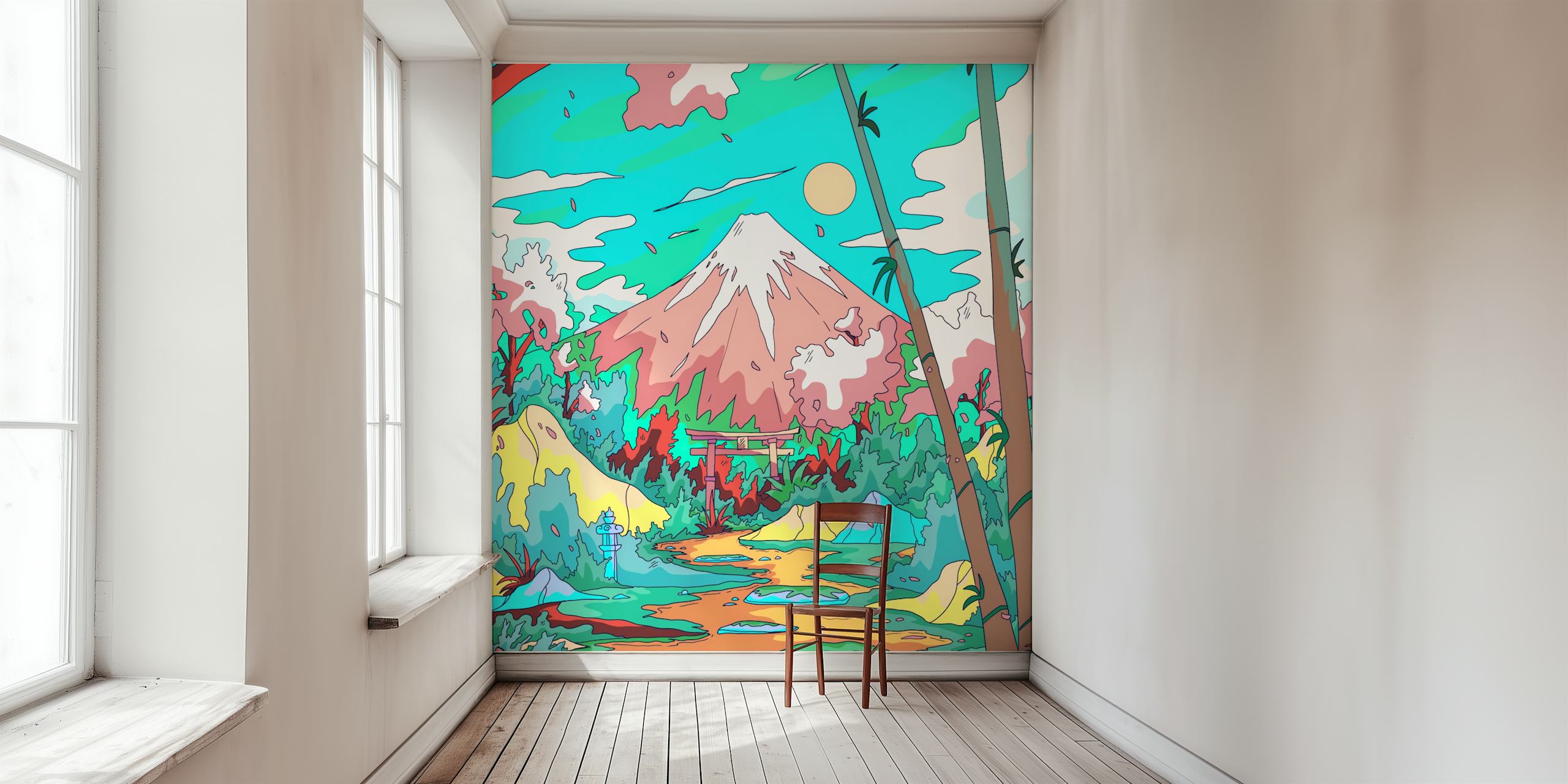 Spring in the East diseño de papel tapiz en una habitación